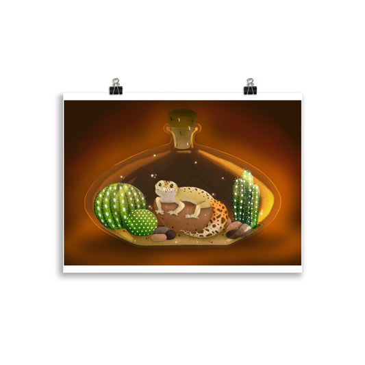 Leopard Gecko in Jar Poster with border