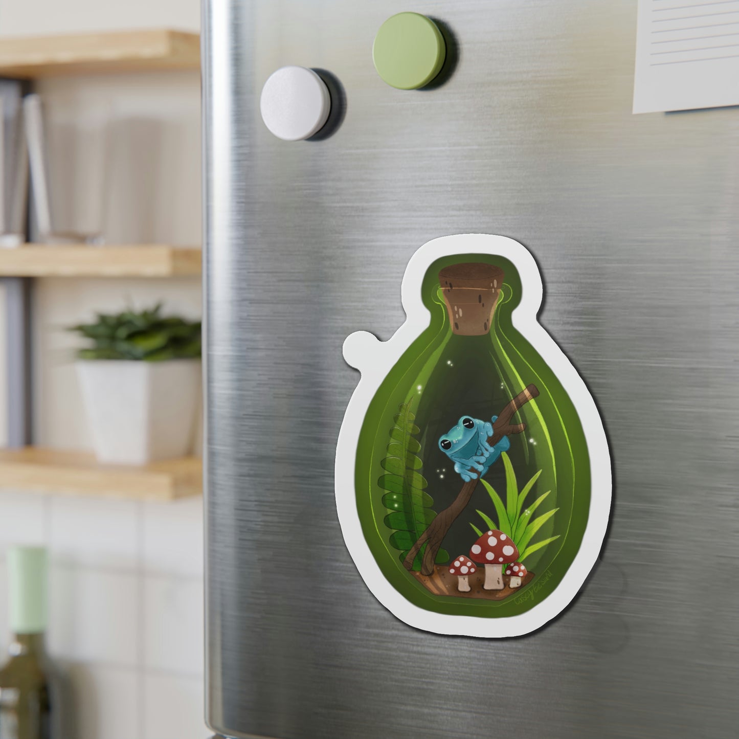 Frog in Jar Die-Cut Magnets