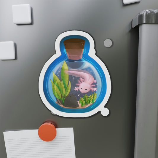 Axolotl in Jar Die-Cut Magnets