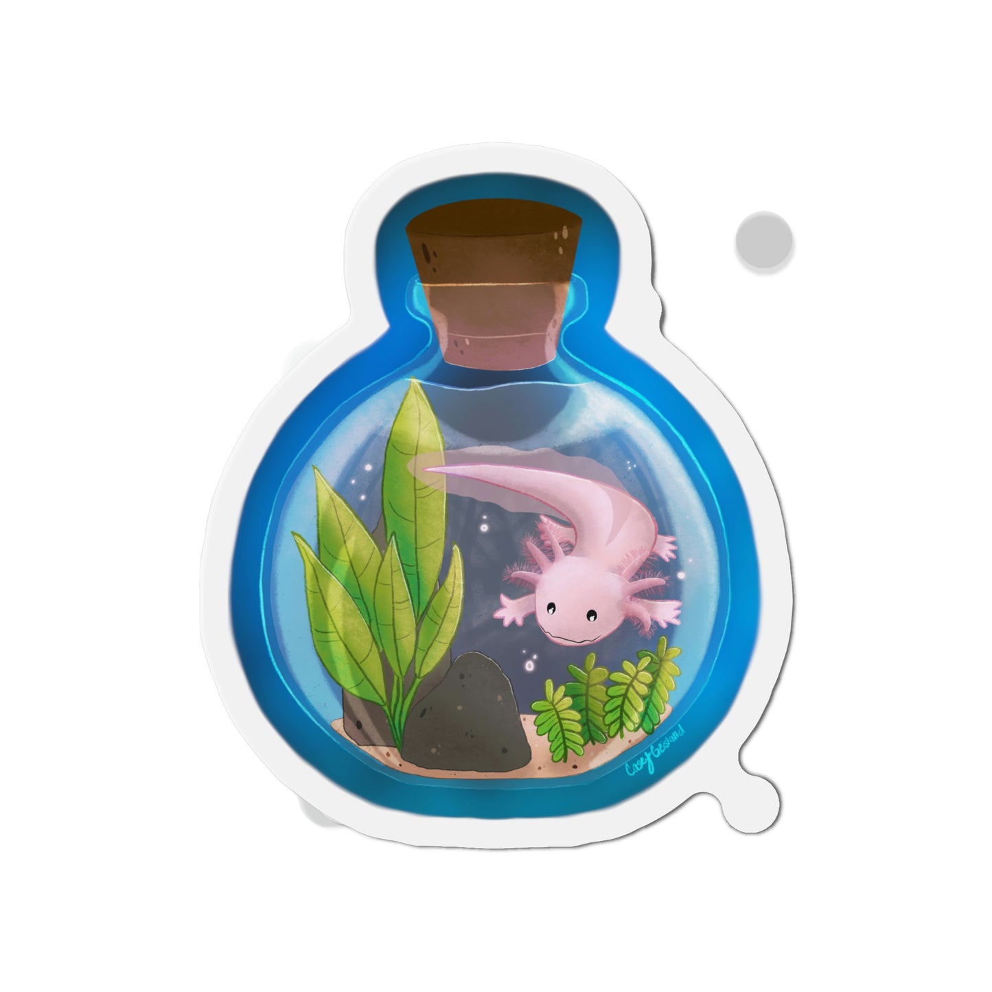 Axolotl in Jar Die-Cut Magnets