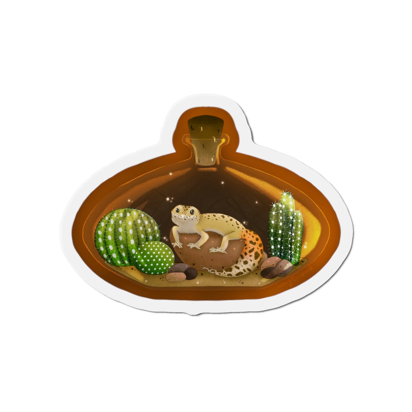 Leopard Gecko in Jar Die-Cut Magnets