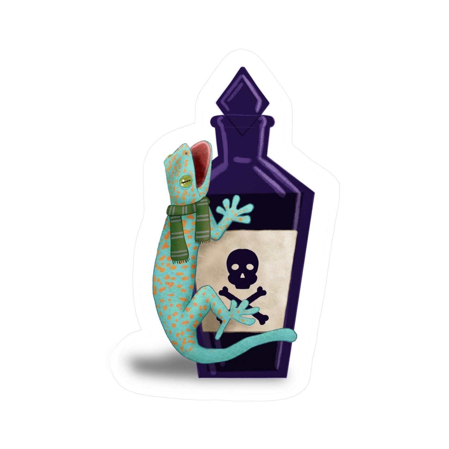 Tokay Gecko in Green Scarf Kiss-Cut Vinyl Decals