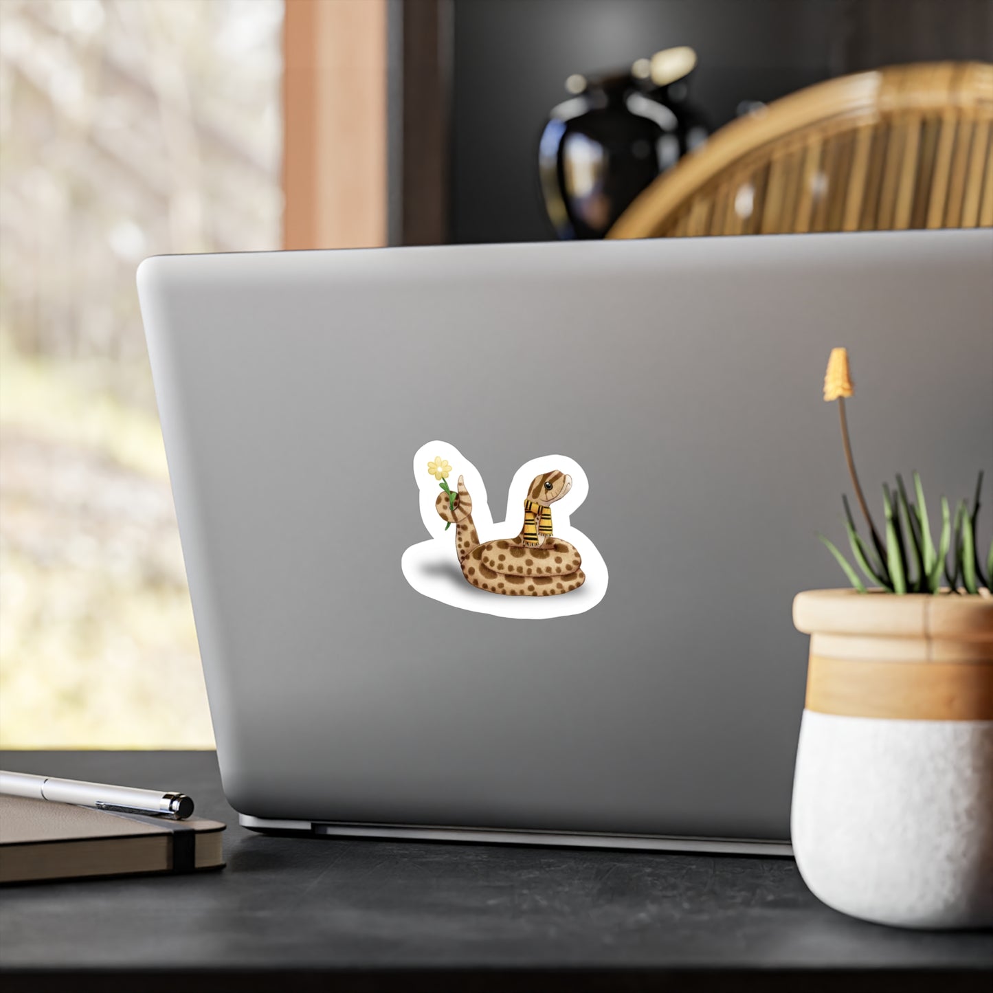 Hognose Snake in Yellow Scarf Kiss-Cut Vinyl Decals
