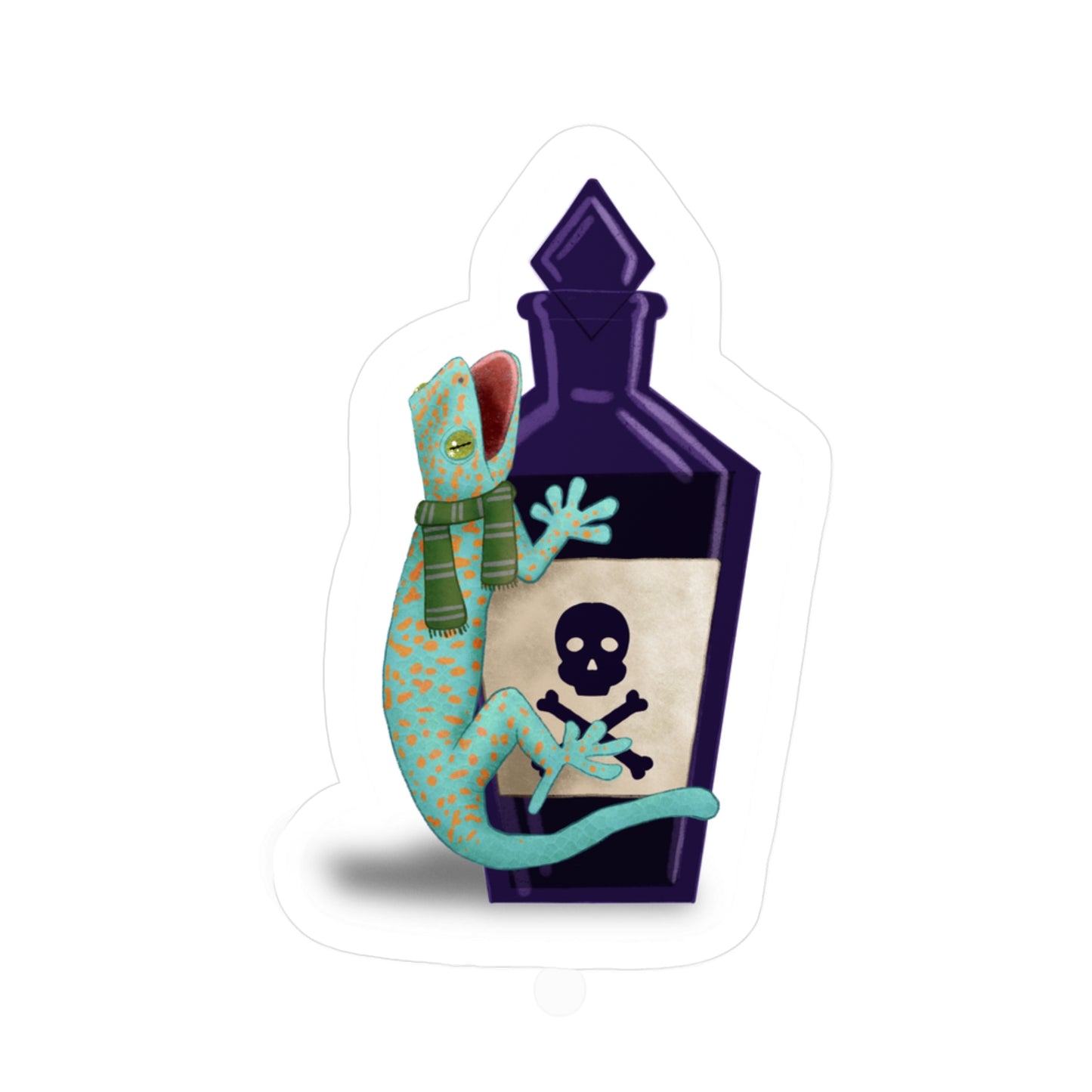 Tokay Gecko in Green Scarf Kiss-Cut Vinyl Decals
