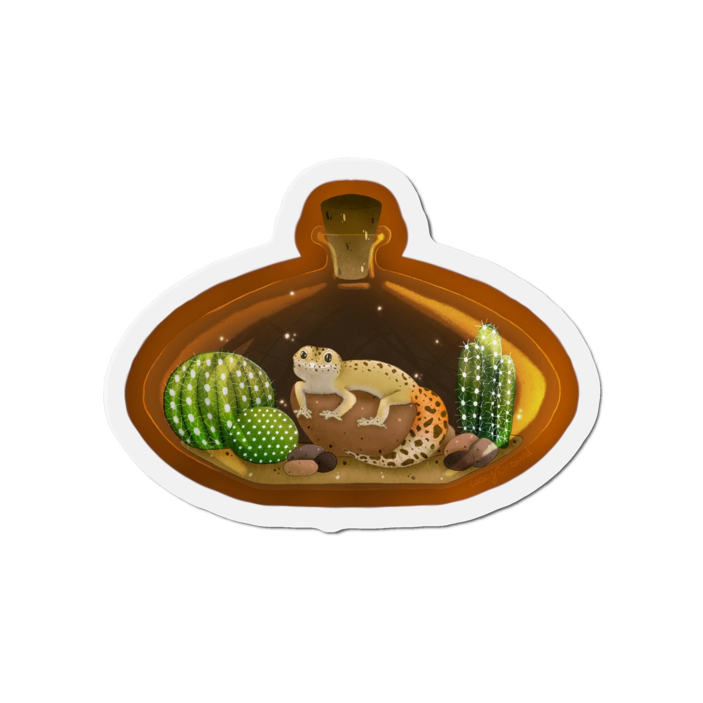 Leopard Gecko in Jar Die-Cut Magnets