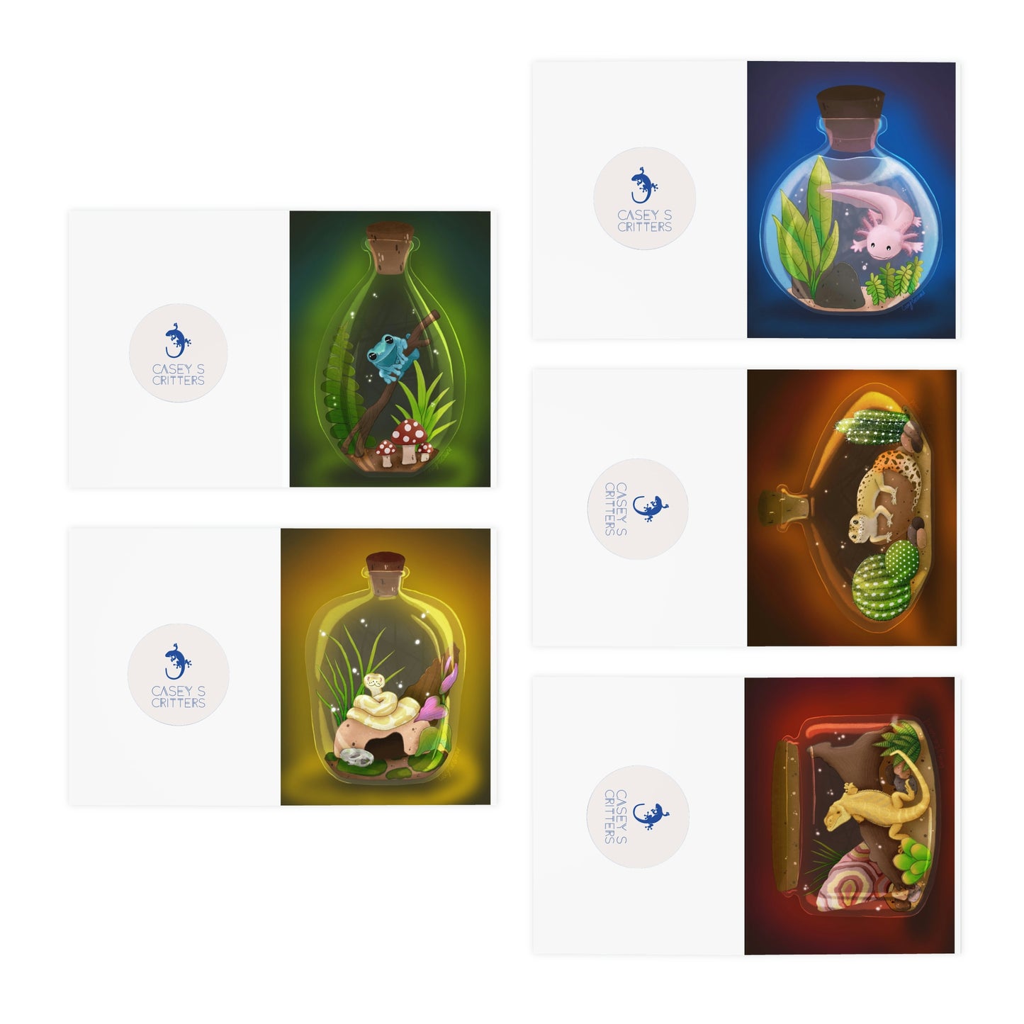 Jar Critters Multi-Design Greeting Cards (5-Pack)