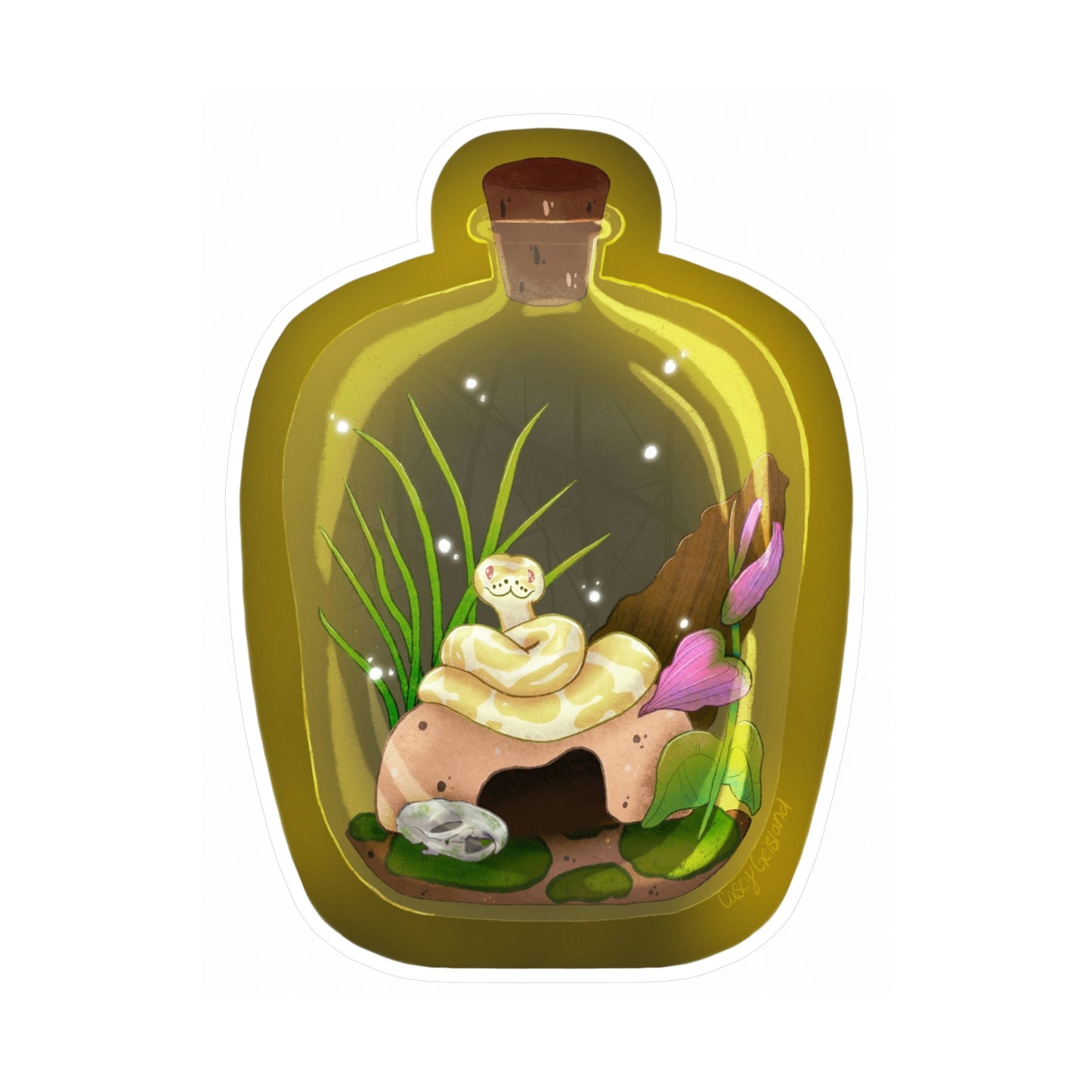 Ball Python in Jar Kiss-Cut Vinyl Decal