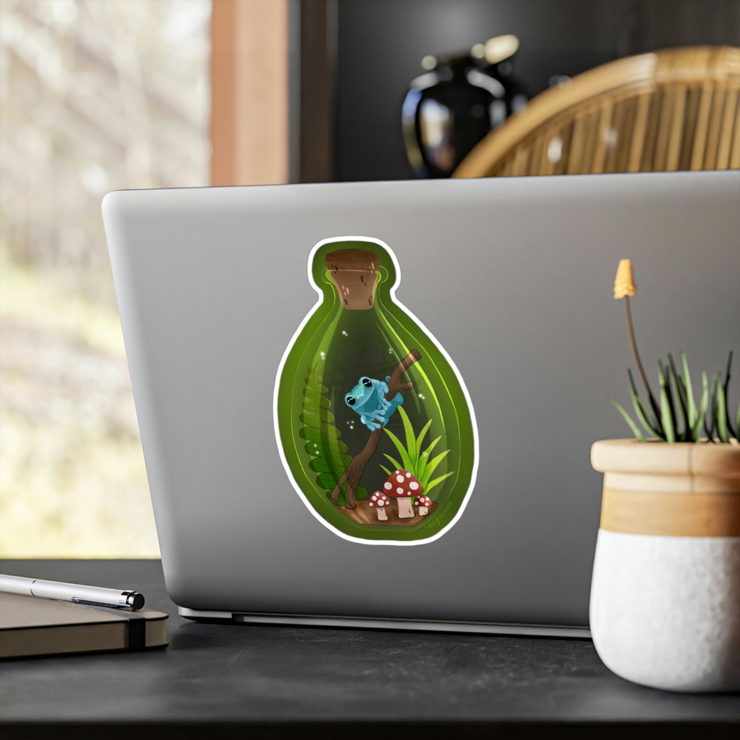 Frog in Jar Kiss-Cut Vinyl Decals