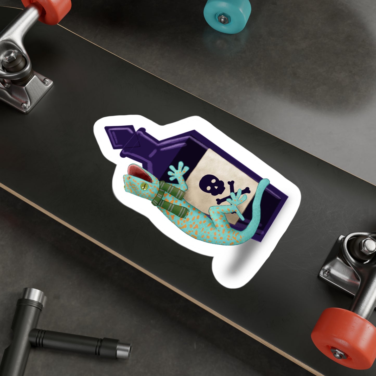 Tokay Gecko in Green Scarf Kiss-Cut Vinyl Decals
