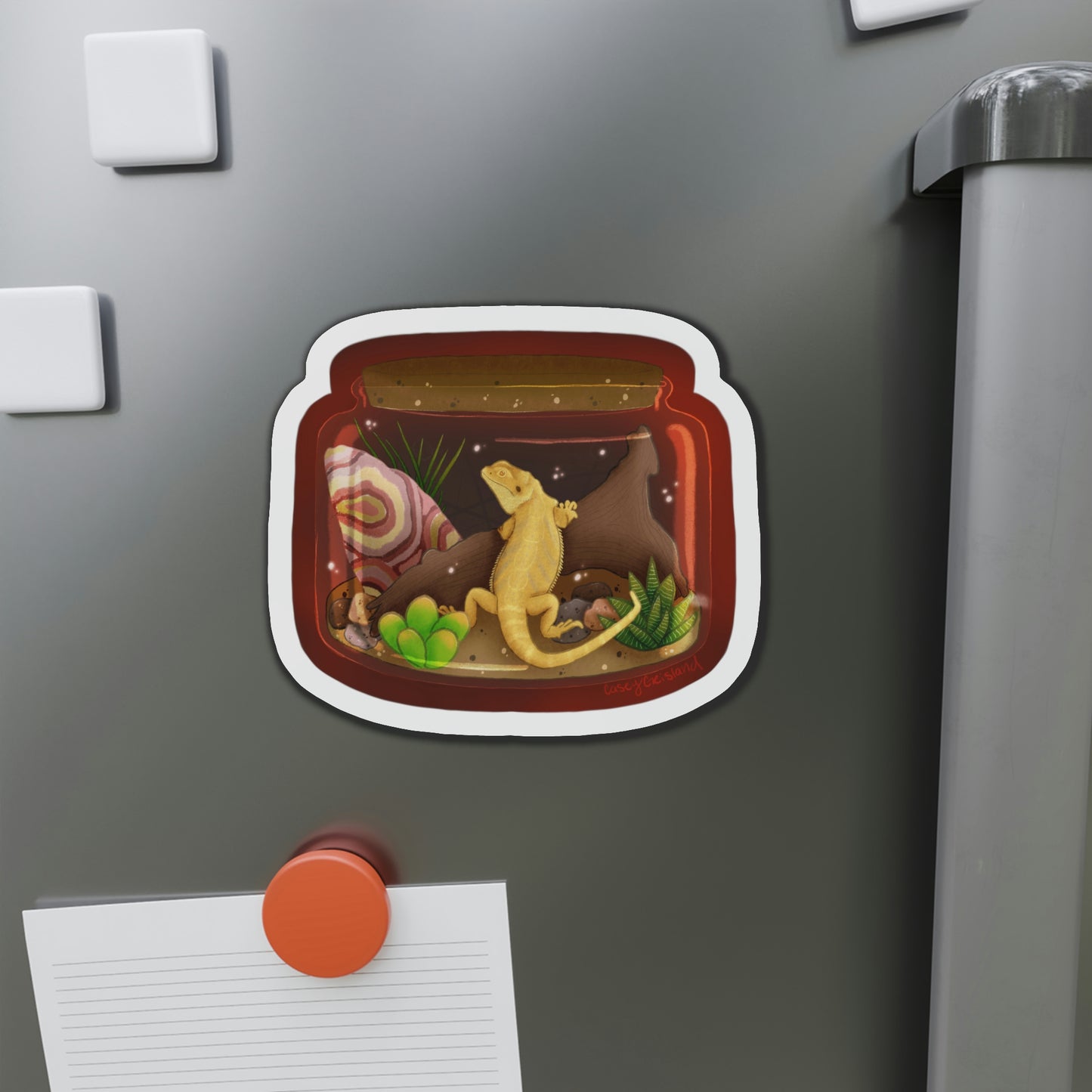 Bearded Dragon in Jar Die-Cut Magnets