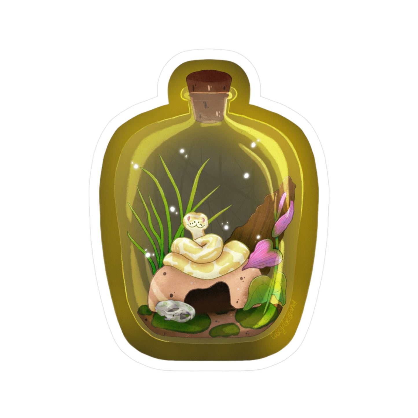 Ball Python in Jar Kiss-Cut Vinyl Decal