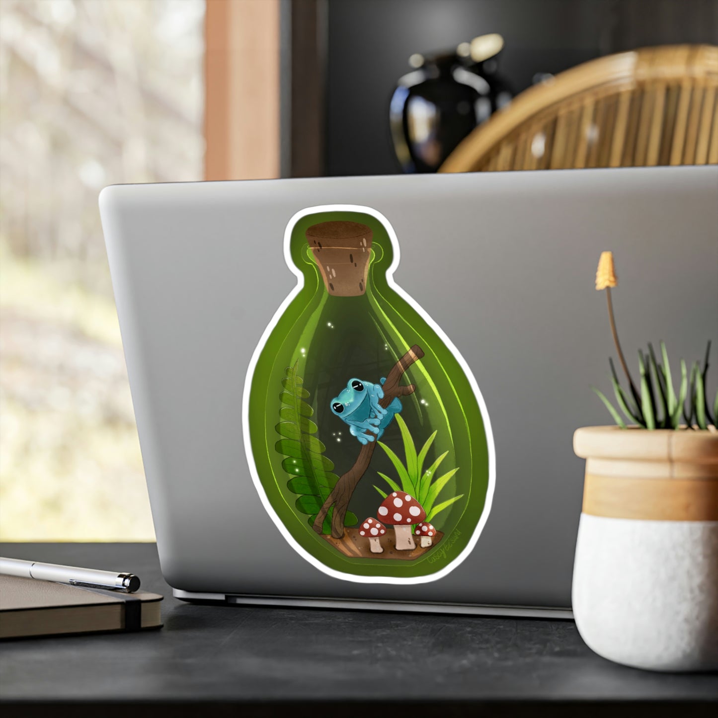 Frog in Jar Kiss-Cut Vinyl Decals