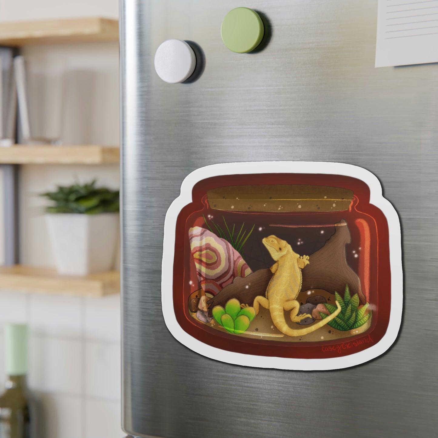 Bearded Dragon in Jar Die-Cut Magnets