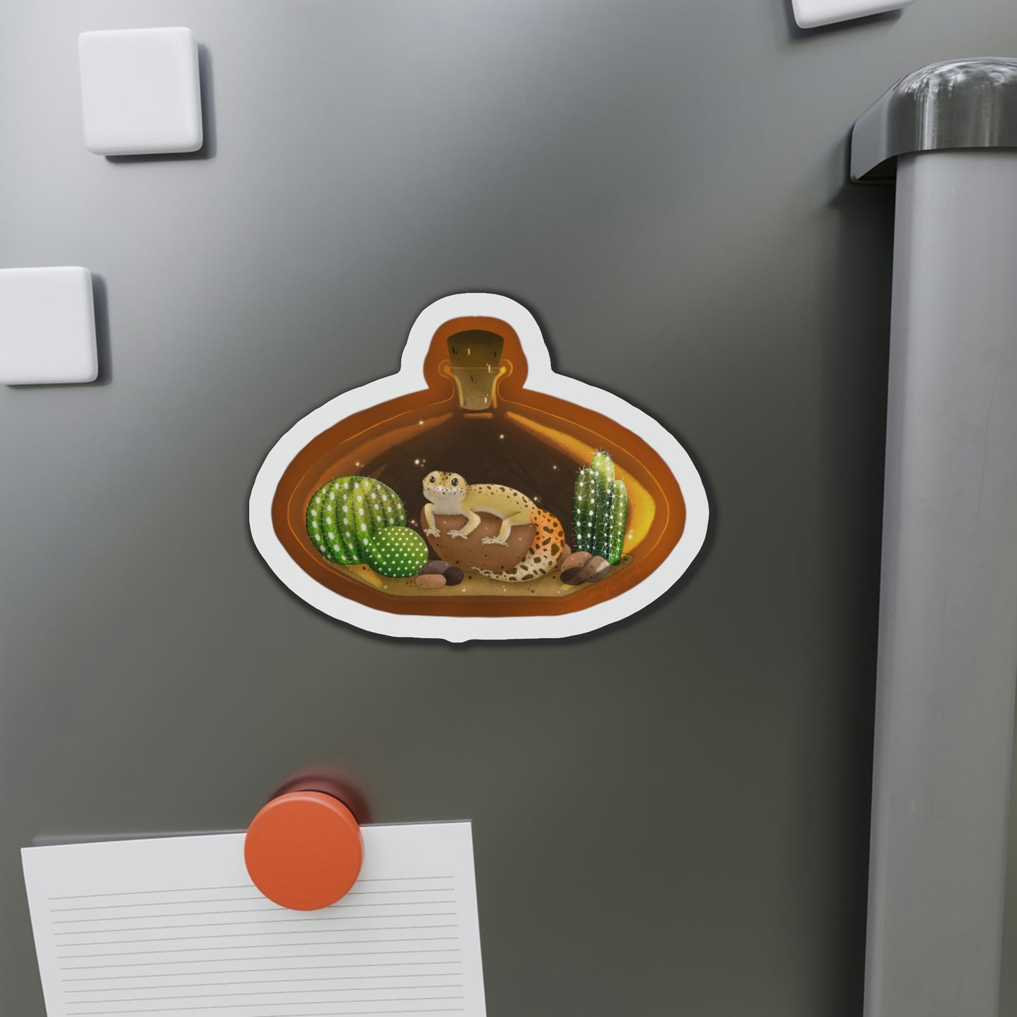 Leopard Gecko in Jar Die-Cut Magnets