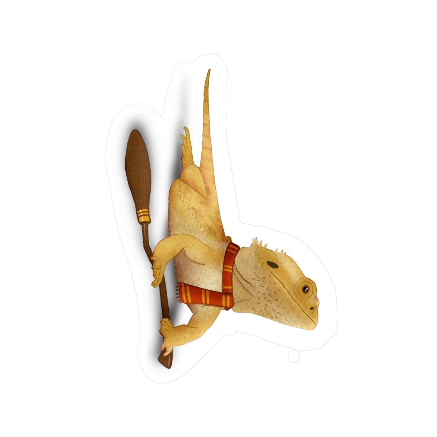 Bearded Dragon in Red Scarf Kiss-Cut Vinyl Decals