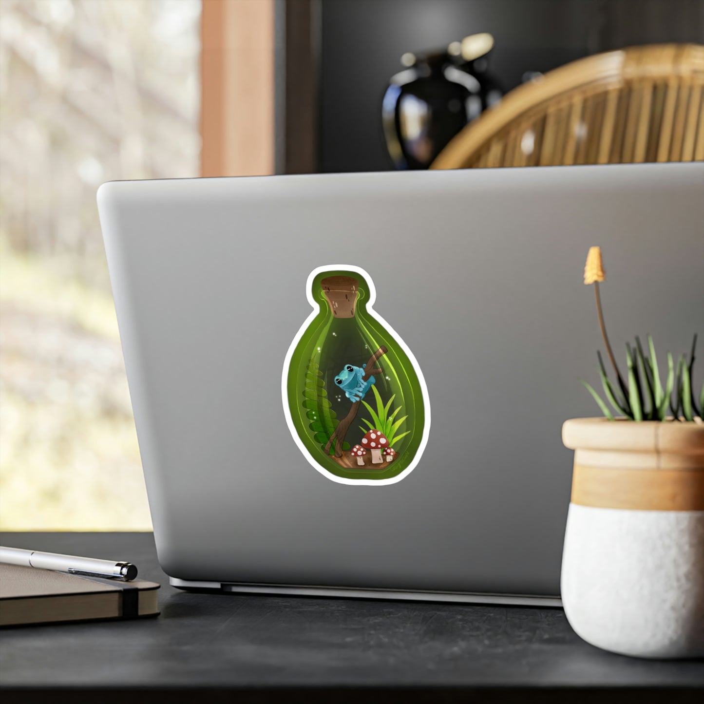 Frog in Jar Kiss-Cut Vinyl Decals