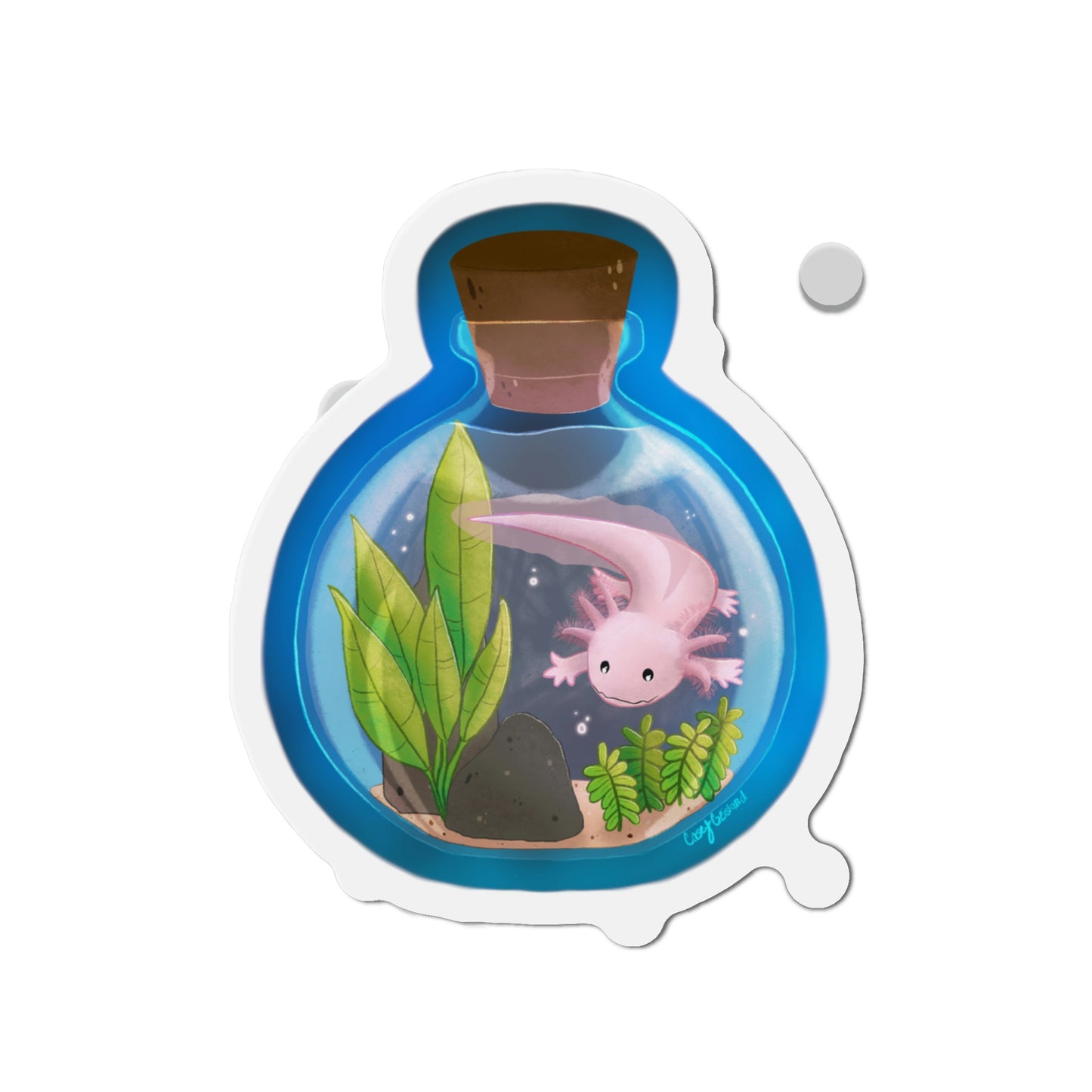 Axolotl in Jar Die-Cut Magnets