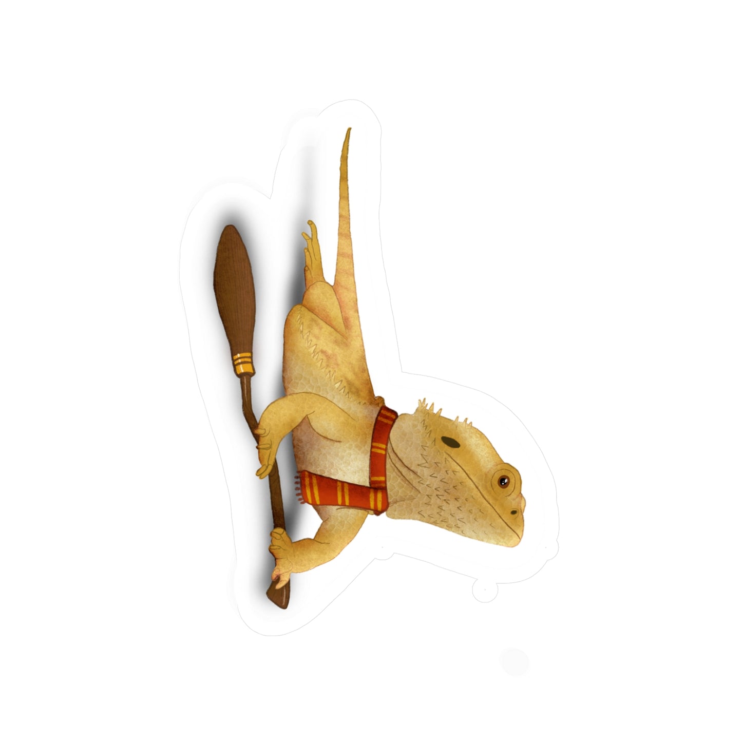 Bearded Dragon in Red Scarf Kiss-Cut Vinyl Decals