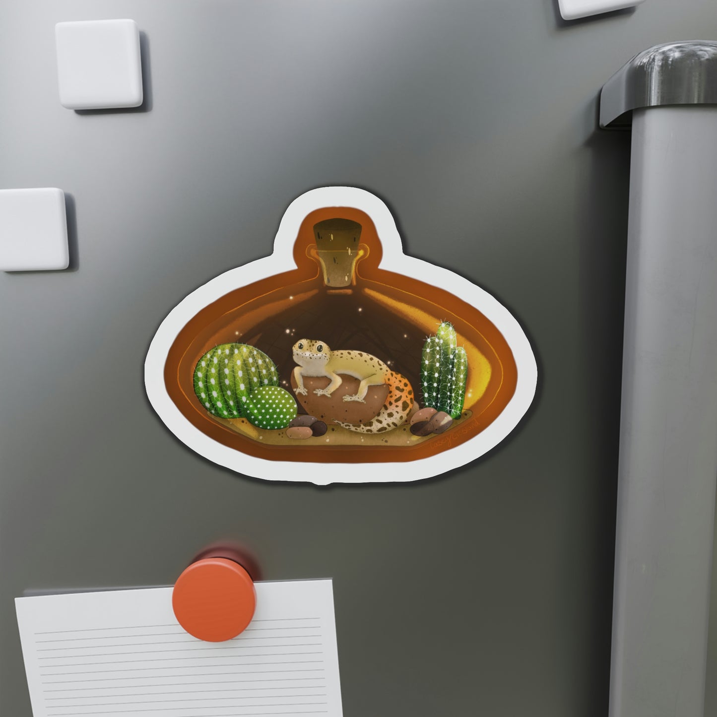 Leopard Gecko in Jar Die-Cut Magnets