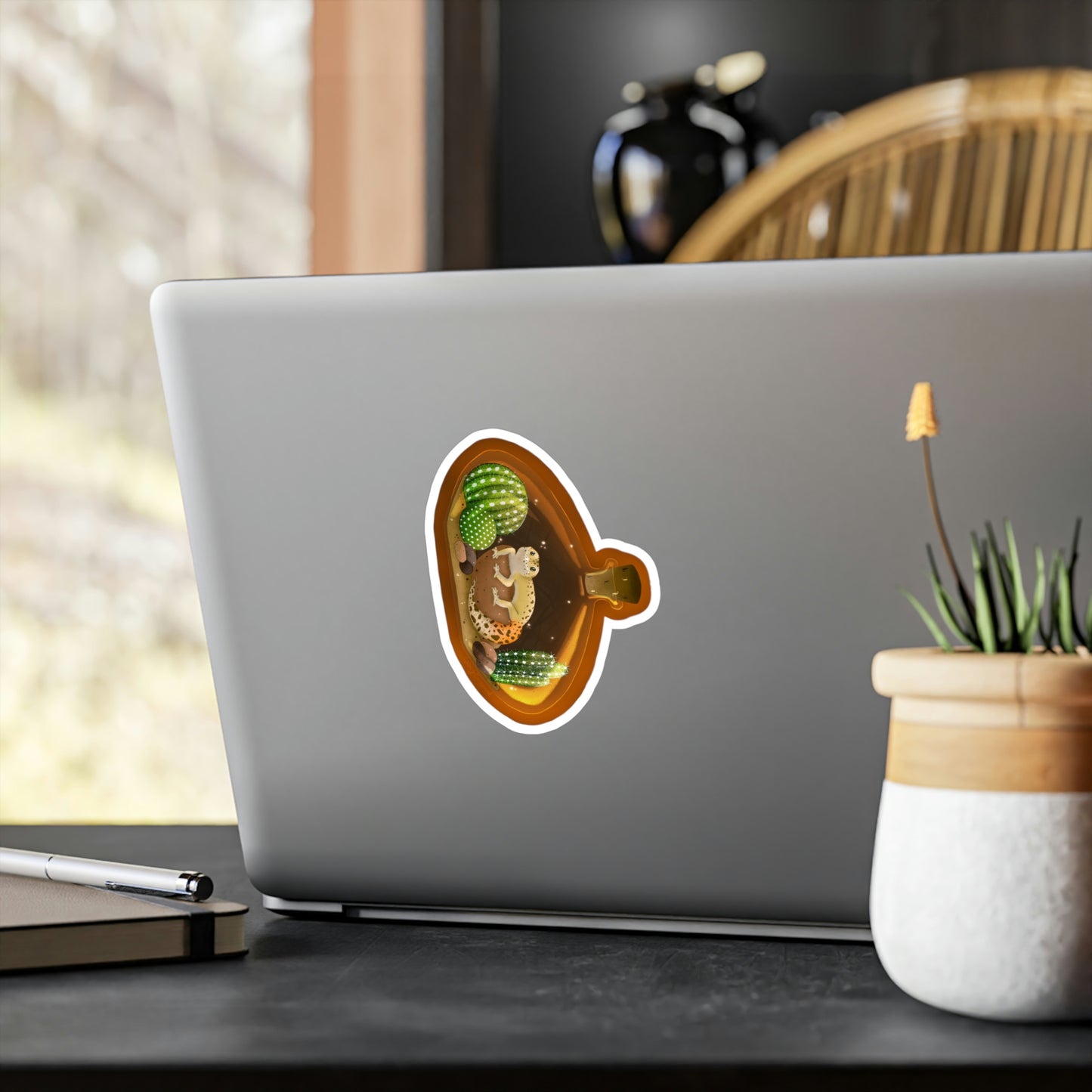 Leopard Gecko in Jar Kiss-Cut Vinyl Decals