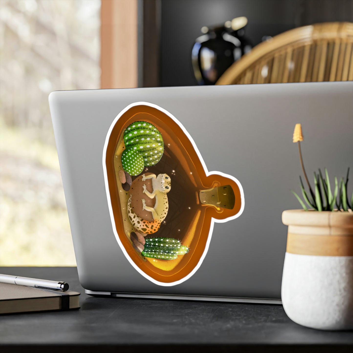 Leopard Gecko in Jar Kiss-Cut Vinyl Decals