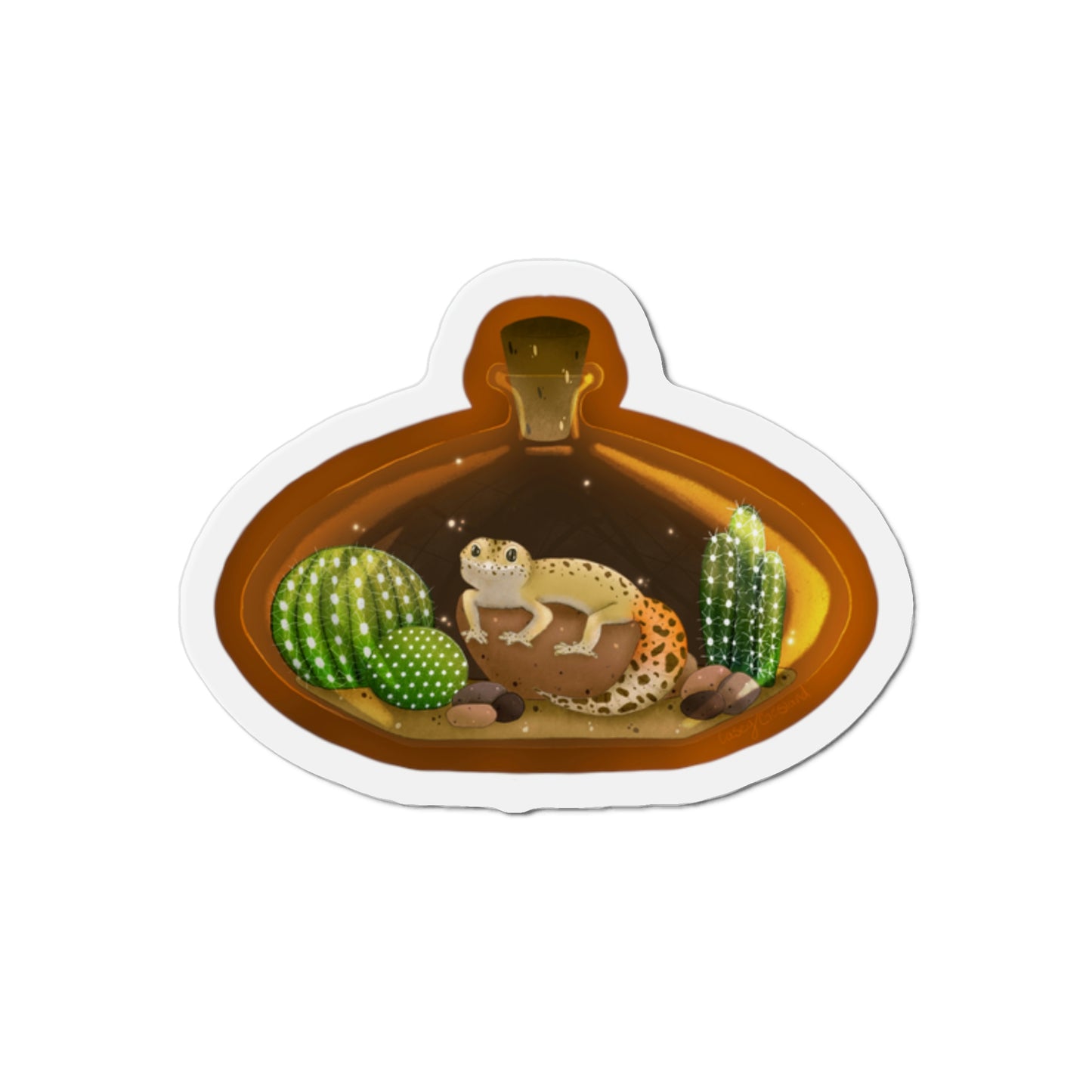 Leopard Gecko in Jar Die-Cut Magnets