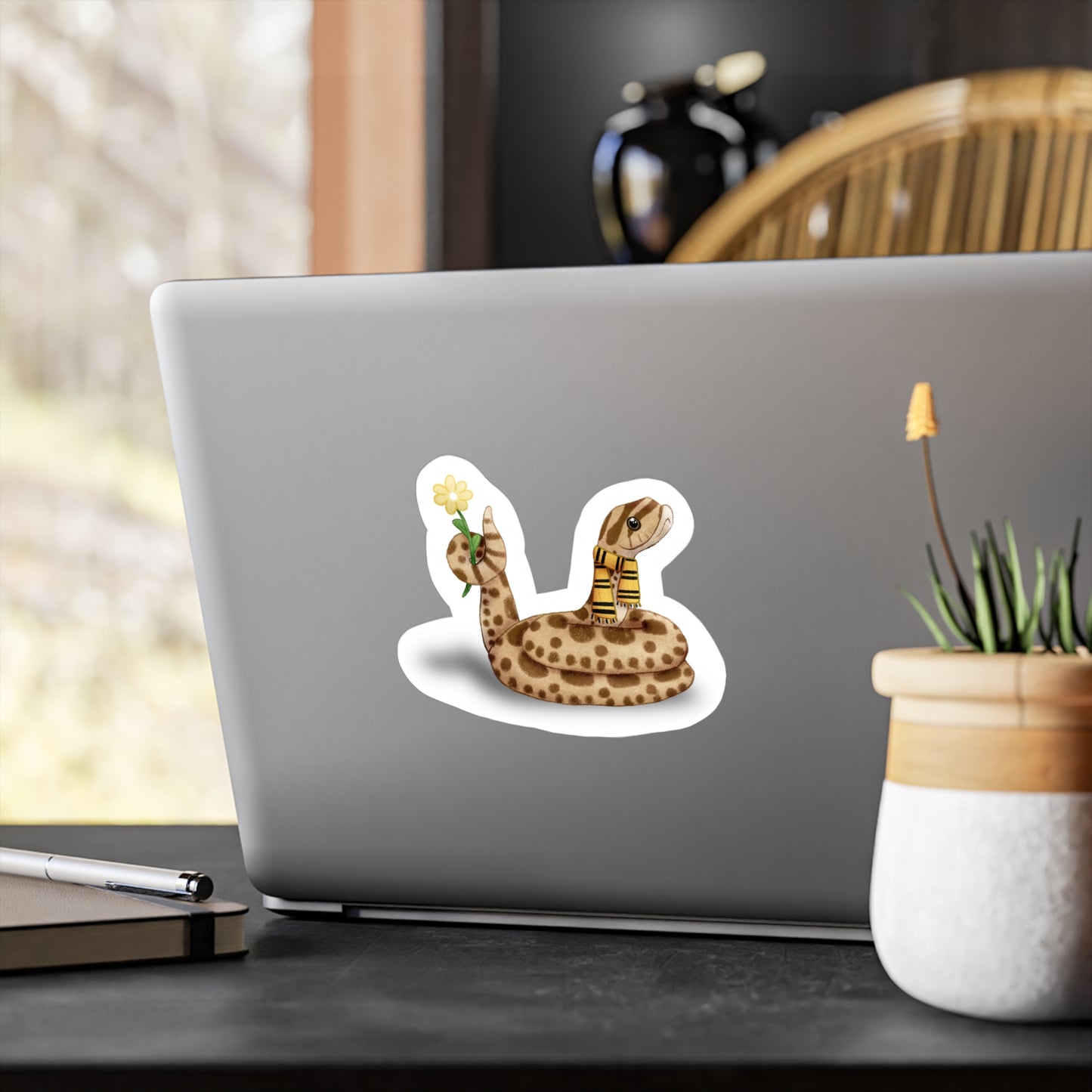 Hognose Snake in Yellow Scarf Kiss-Cut Vinyl Decals