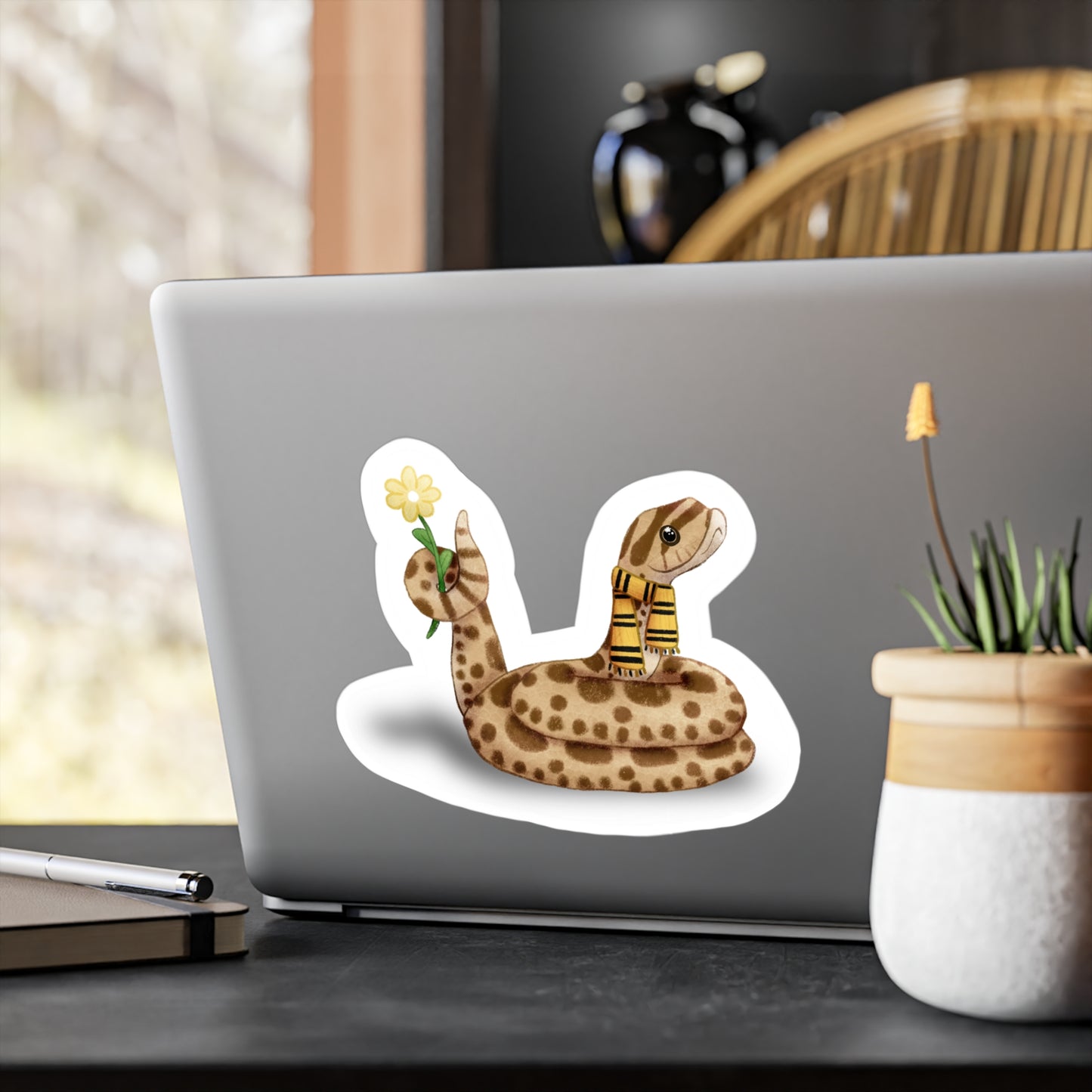 Hognose Snake in Yellow Scarf Kiss-Cut Vinyl Decals