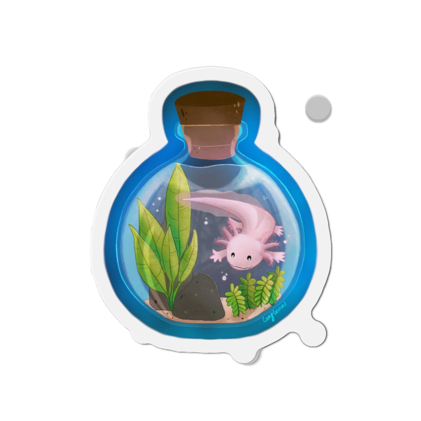 Axolotl in Jar Die-Cut Magnets