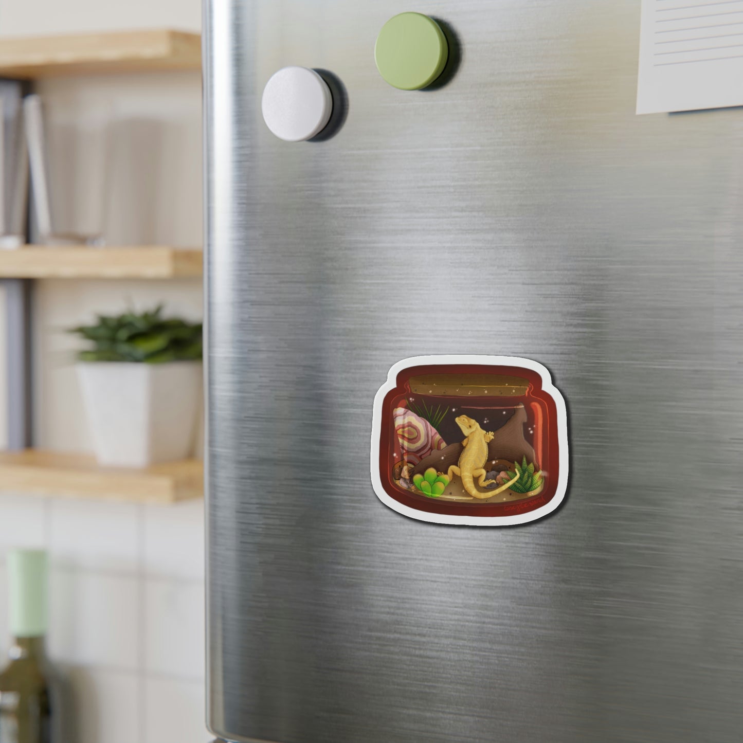 Bearded Dragon in Jar Die-Cut Magnets