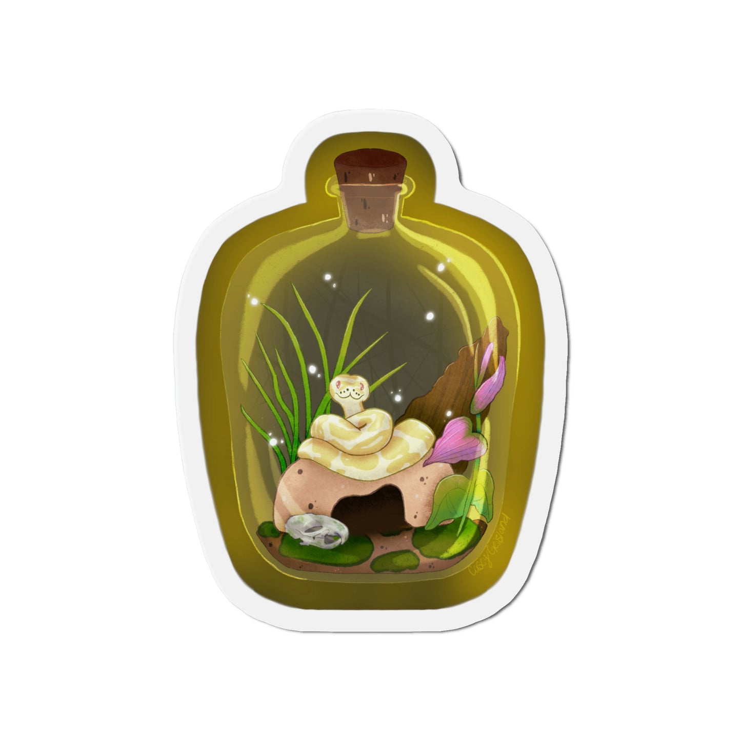 Ball Python in Jar Die-Cut Magnets