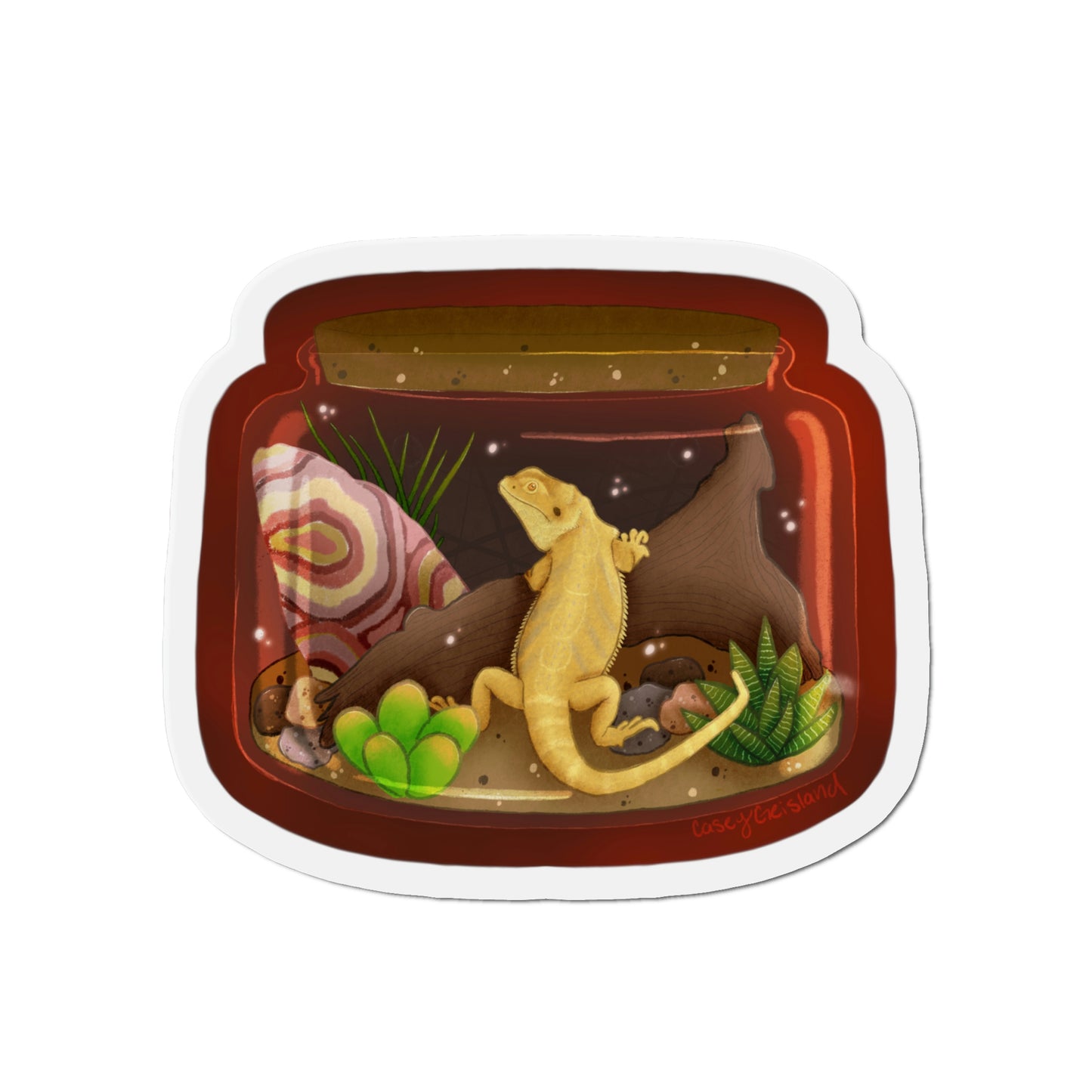 Bearded Dragon in Jar Die-Cut Magnets