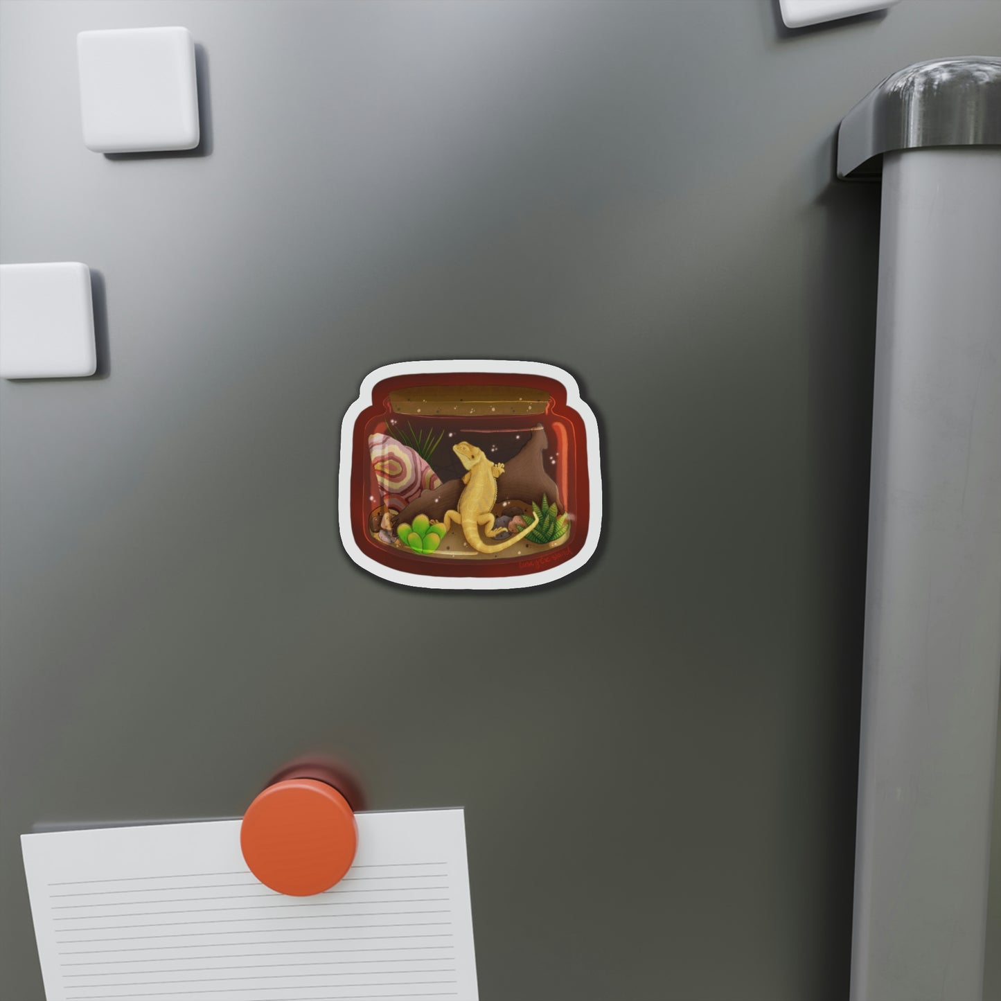 Bearded Dragon in Jar Die-Cut Magnets