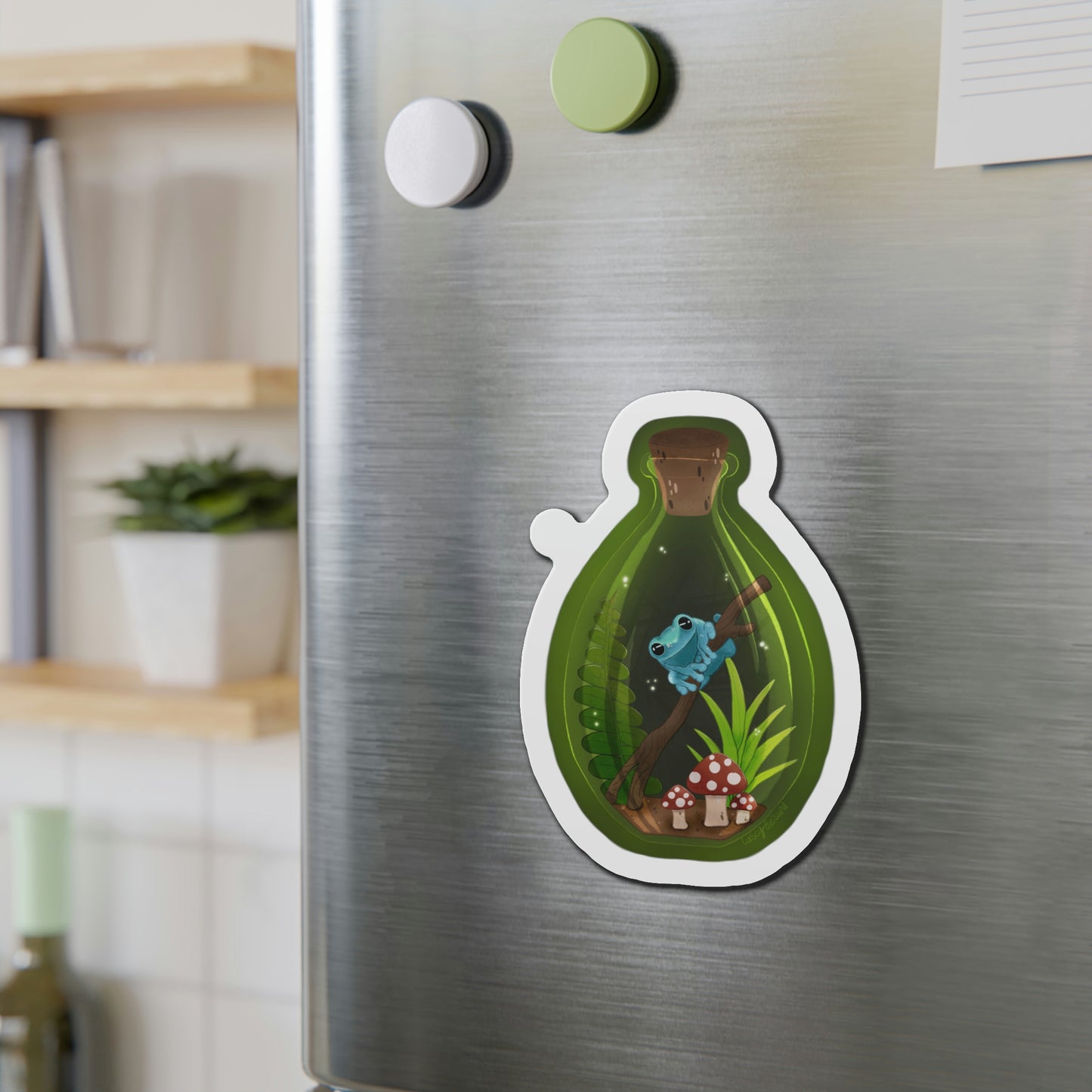 Frog in Jar Die-Cut Magnets