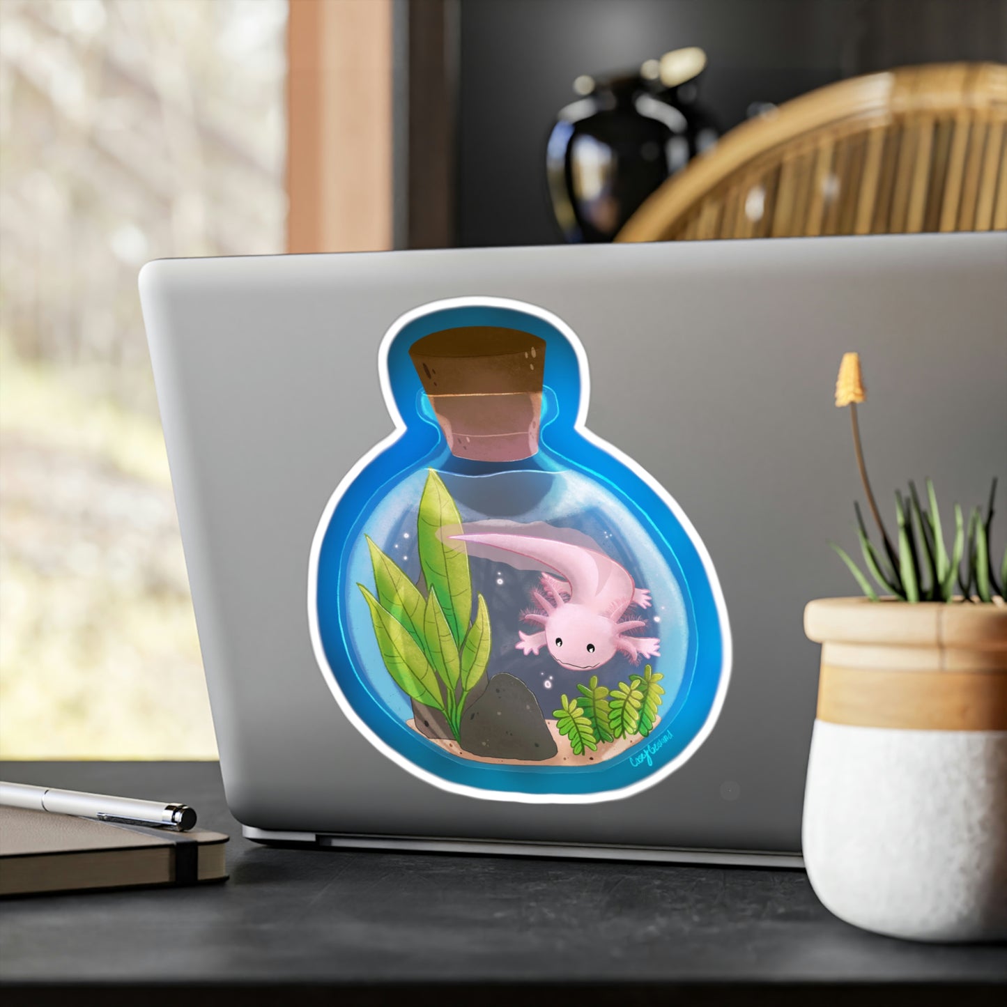 Axolotl in Jar Kiss-Cut Vinyl Decals