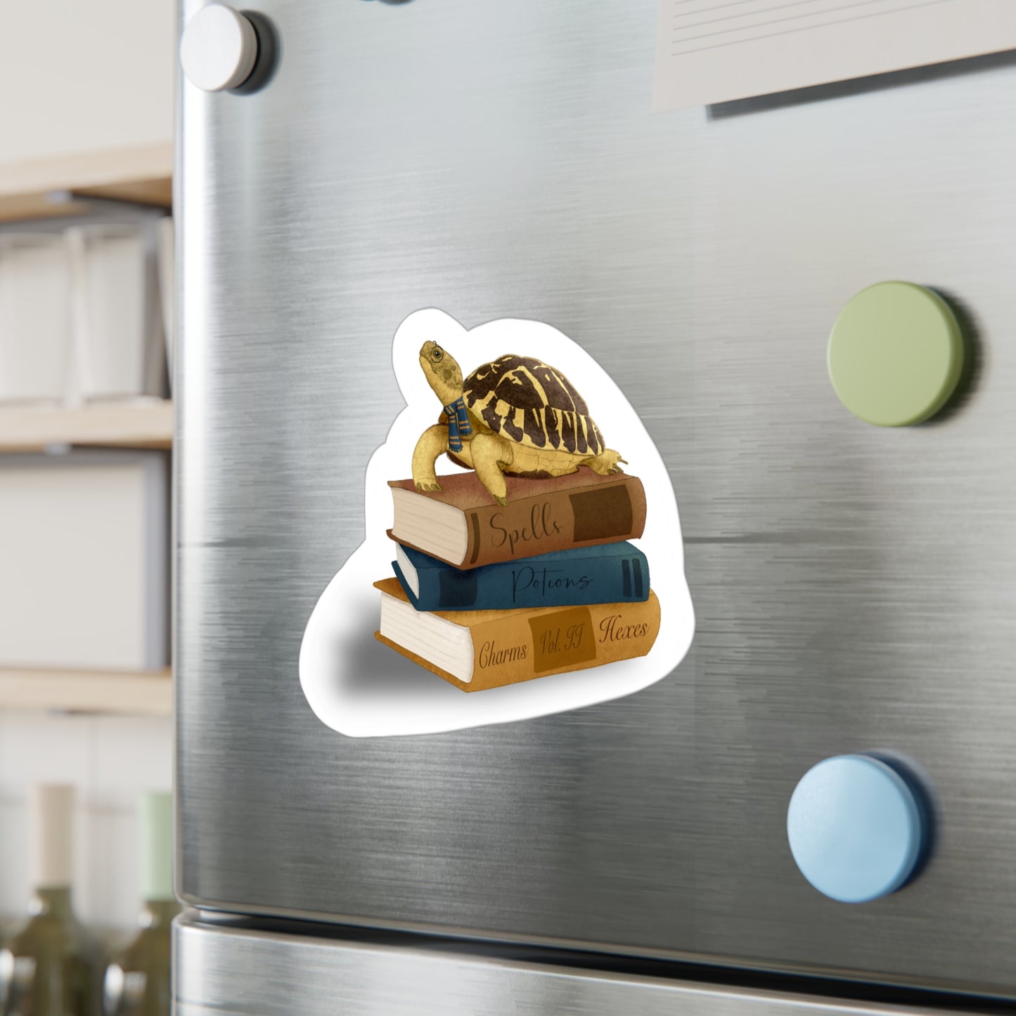 Tortoise in Blue Scarf Kiss-Cut Vinyl Decals