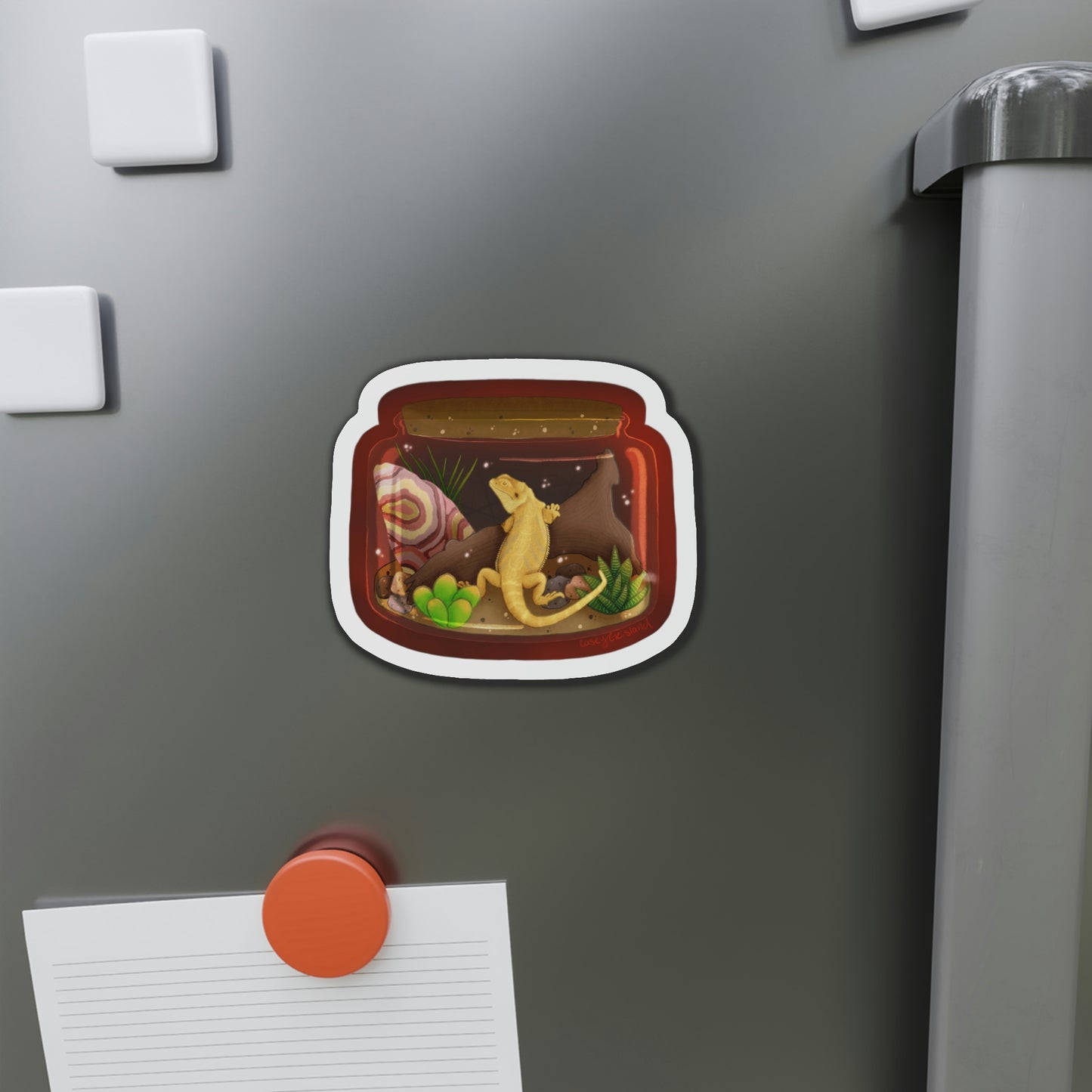Bearded Dragon in Jar Die-Cut Magnets