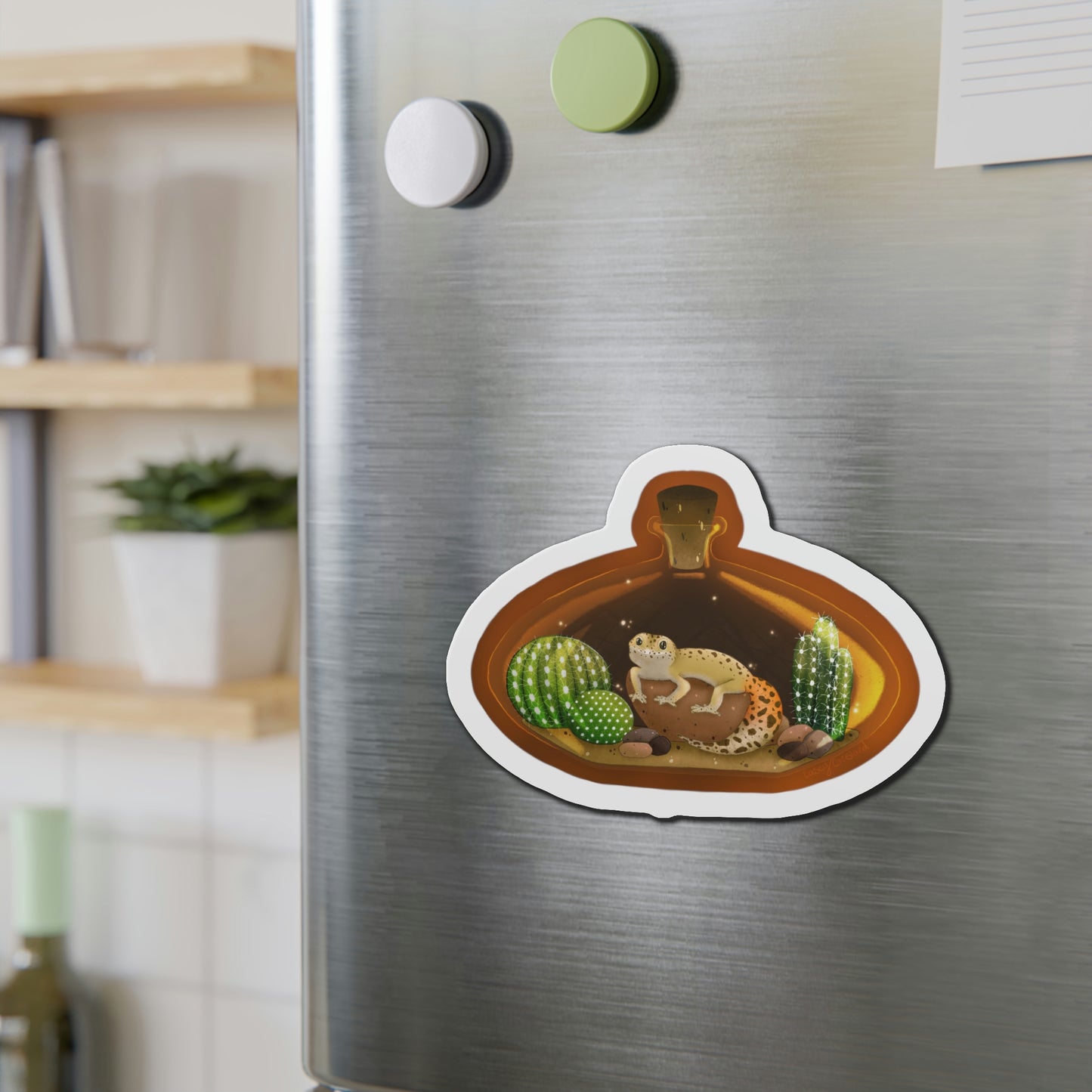 Leopard Gecko in Jar Die-Cut Magnets