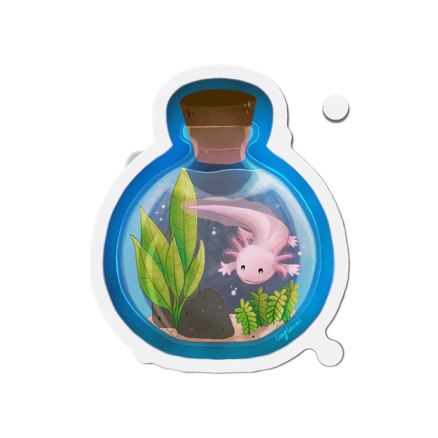 Axolotl in Jar Die-Cut Magnets