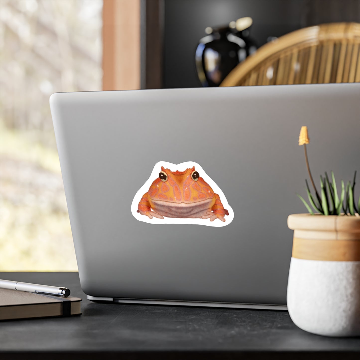 Orange Pac-Man Frog Kiss-Cut Vinyl Decals