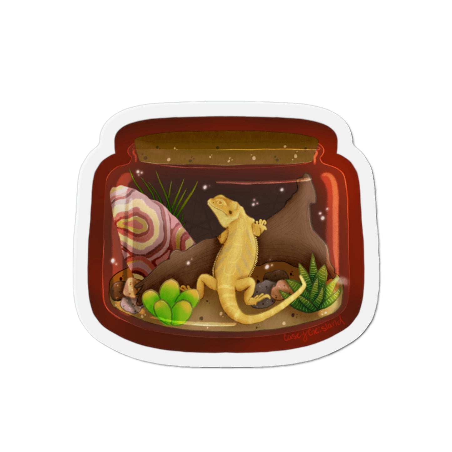 Bearded Dragon in Jar Die-Cut Magnets