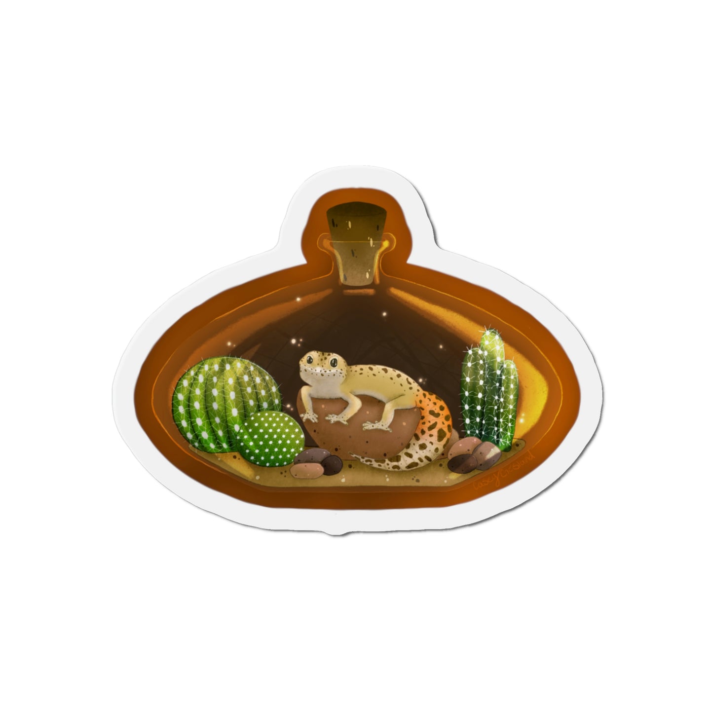 Leopard Gecko in Jar Die-Cut Magnets