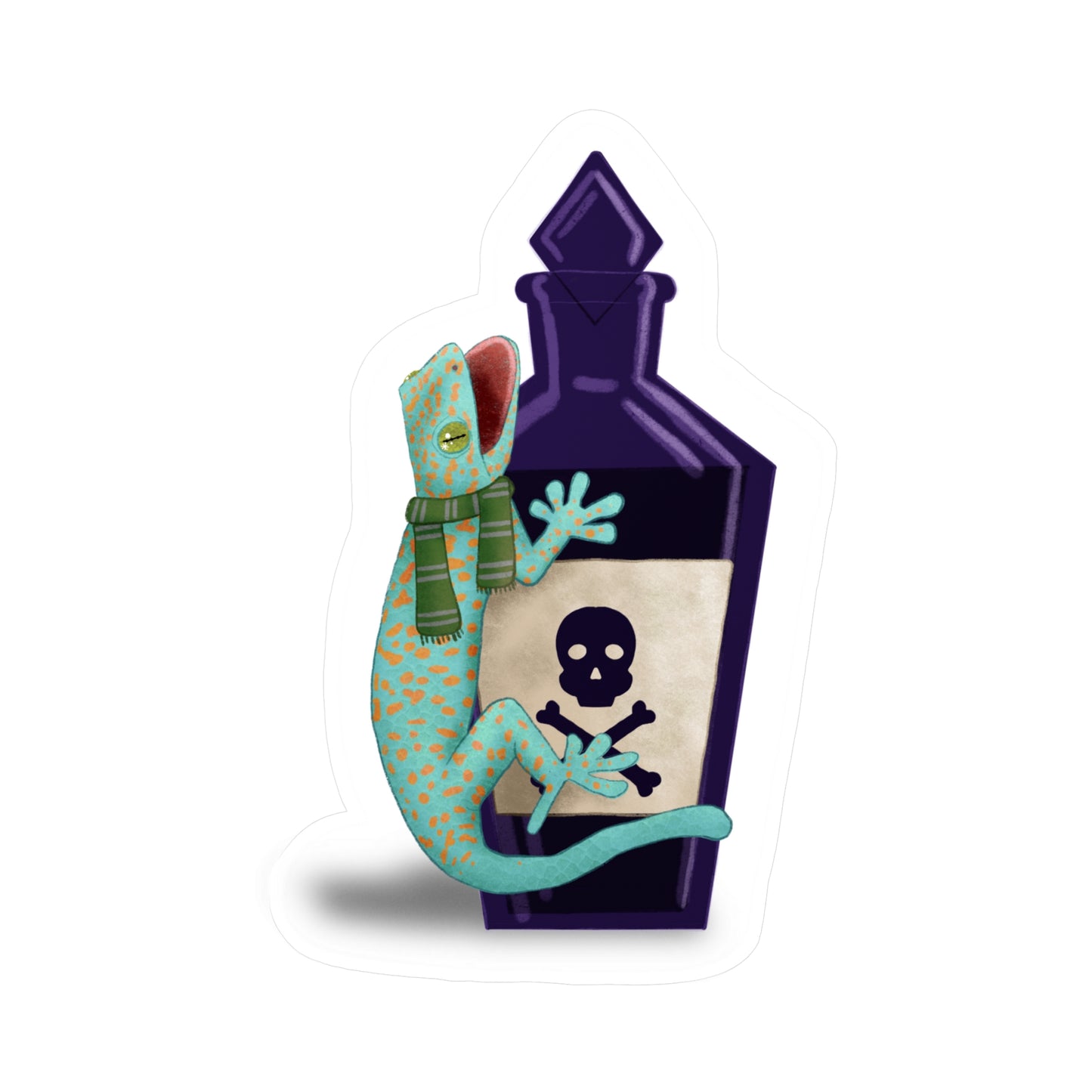Tokay Gecko in Green Scarf Kiss-Cut Vinyl Decals