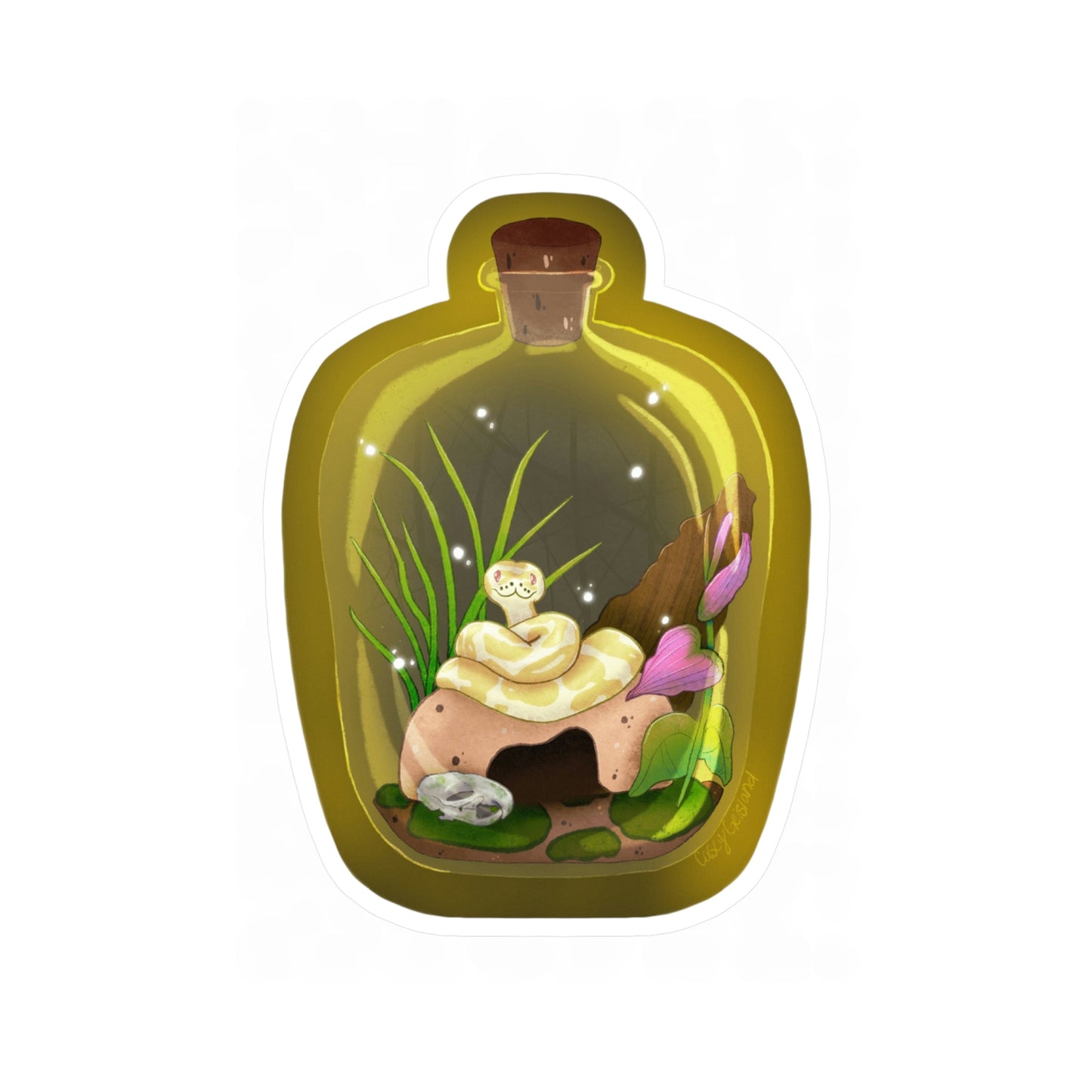 Ball Python in Jar Kiss-Cut Vinyl Decal