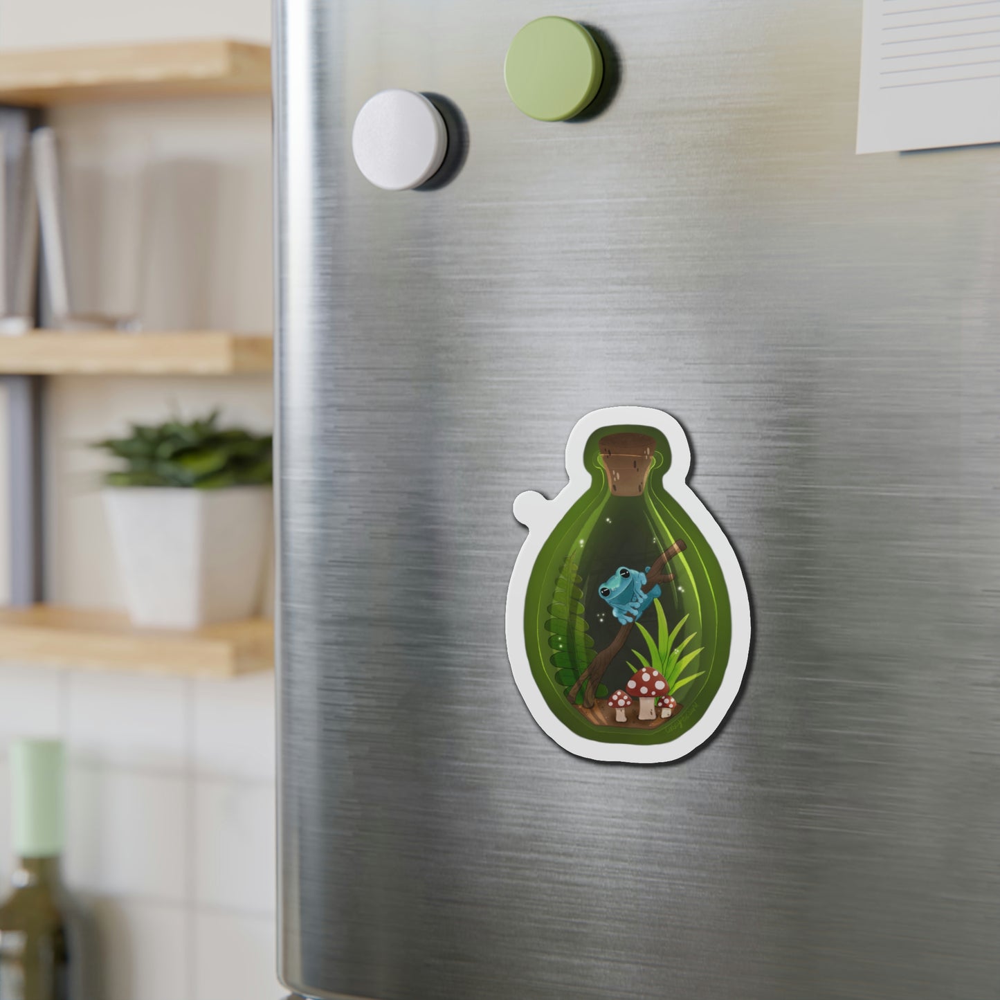 Frog in Jar Die-Cut Magnets