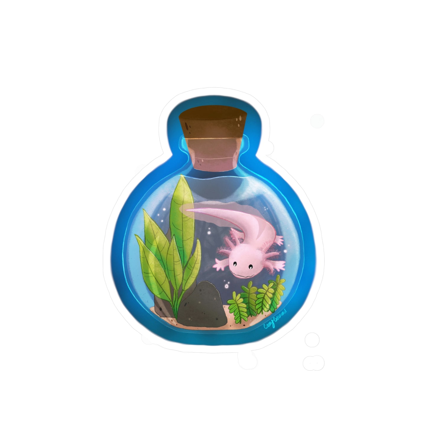 Axolotl in Jar Kiss-Cut Vinyl Decals