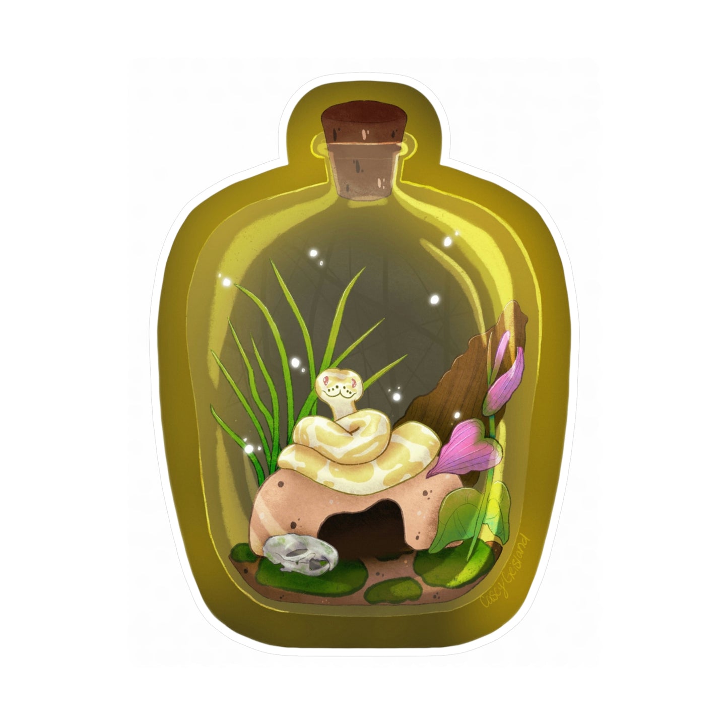 Ball Python in Jar Kiss-Cut Vinyl Decal