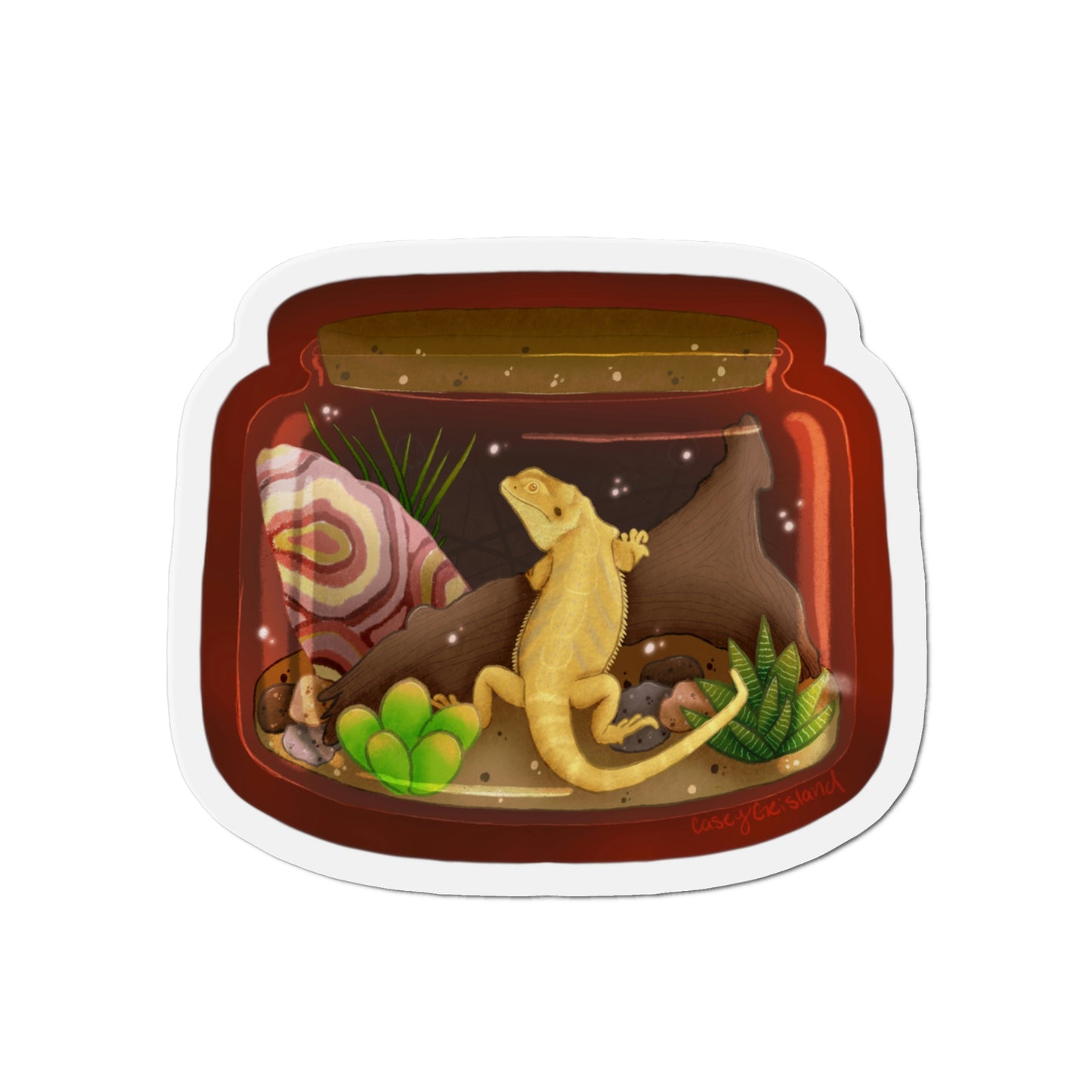 Bearded Dragon in Jar Die-Cut Magnets