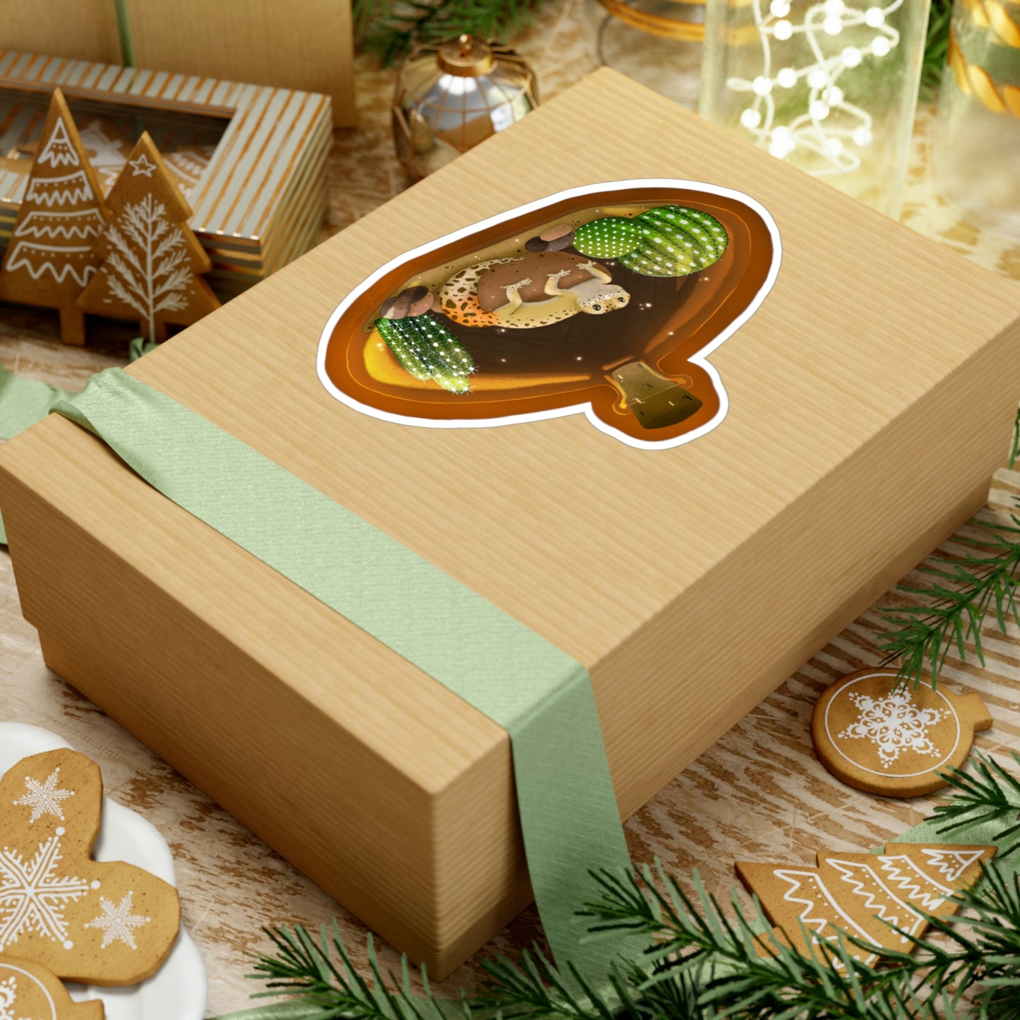 Leopard Gecko in Jar Kiss-Cut Vinyl Decals