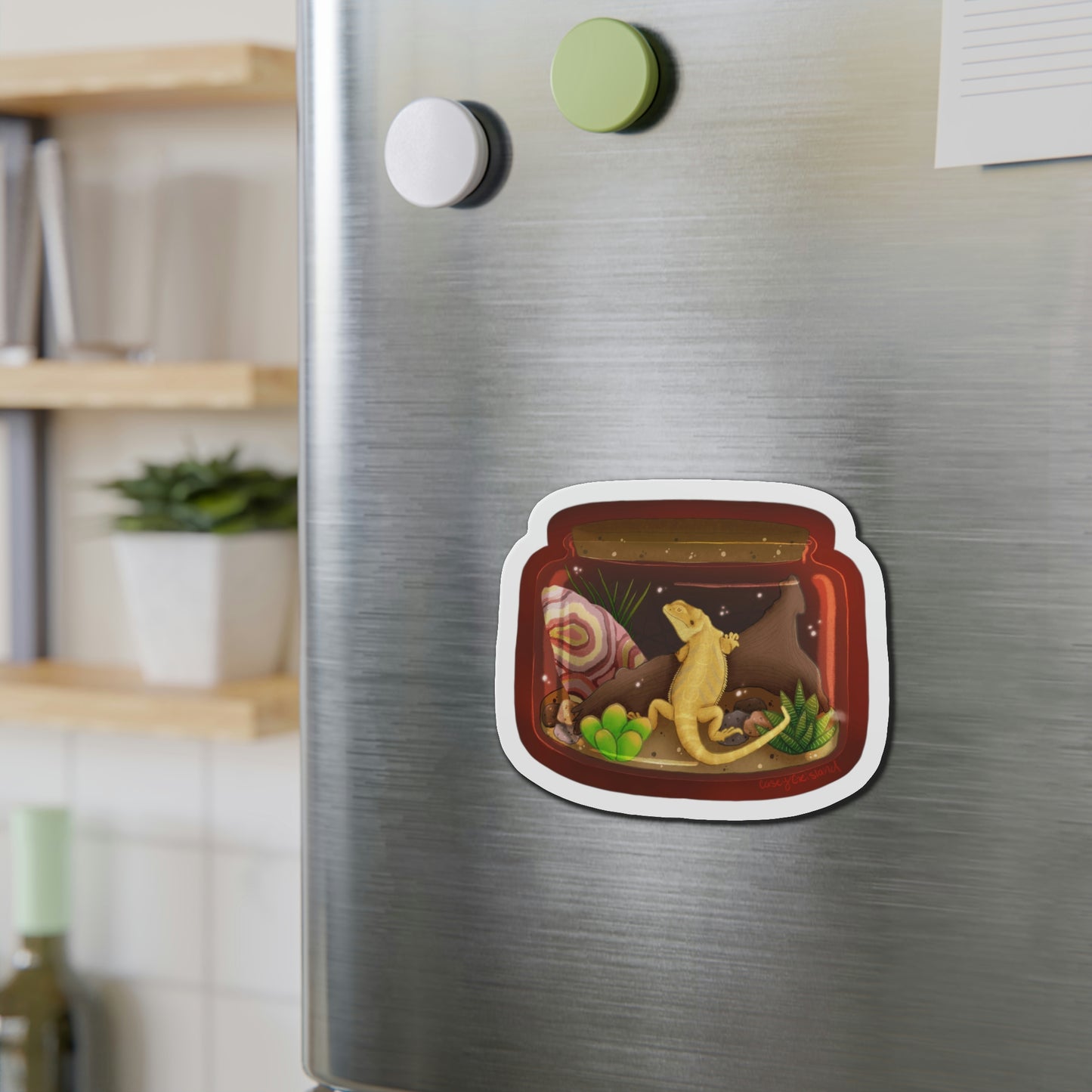 Bearded Dragon in Jar Die-Cut Magnets